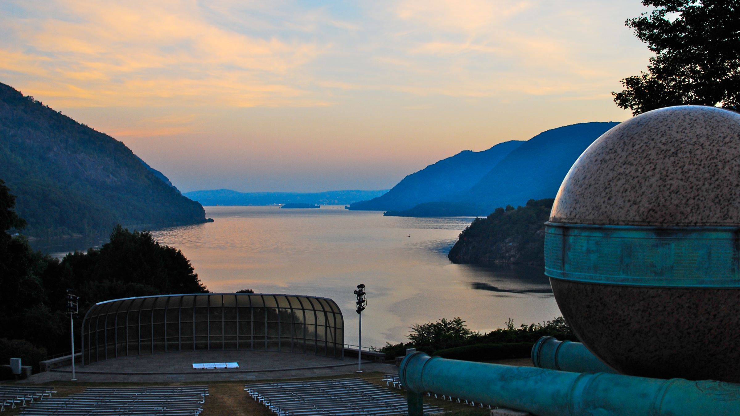 A dawn view of the Hudson River from Trophy Point at West Point.