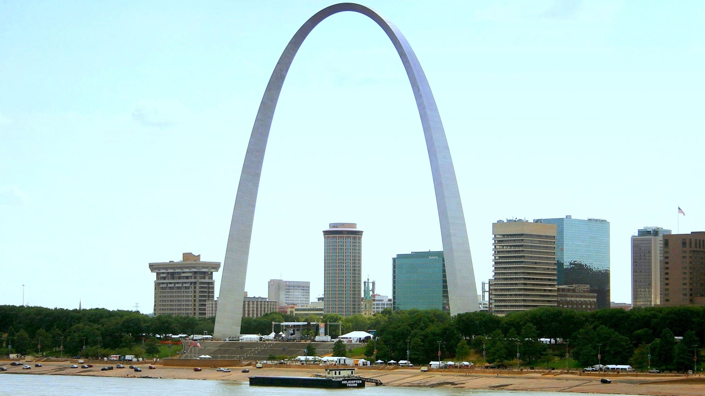 The Gateway Arch rising above downtown St. Louis.