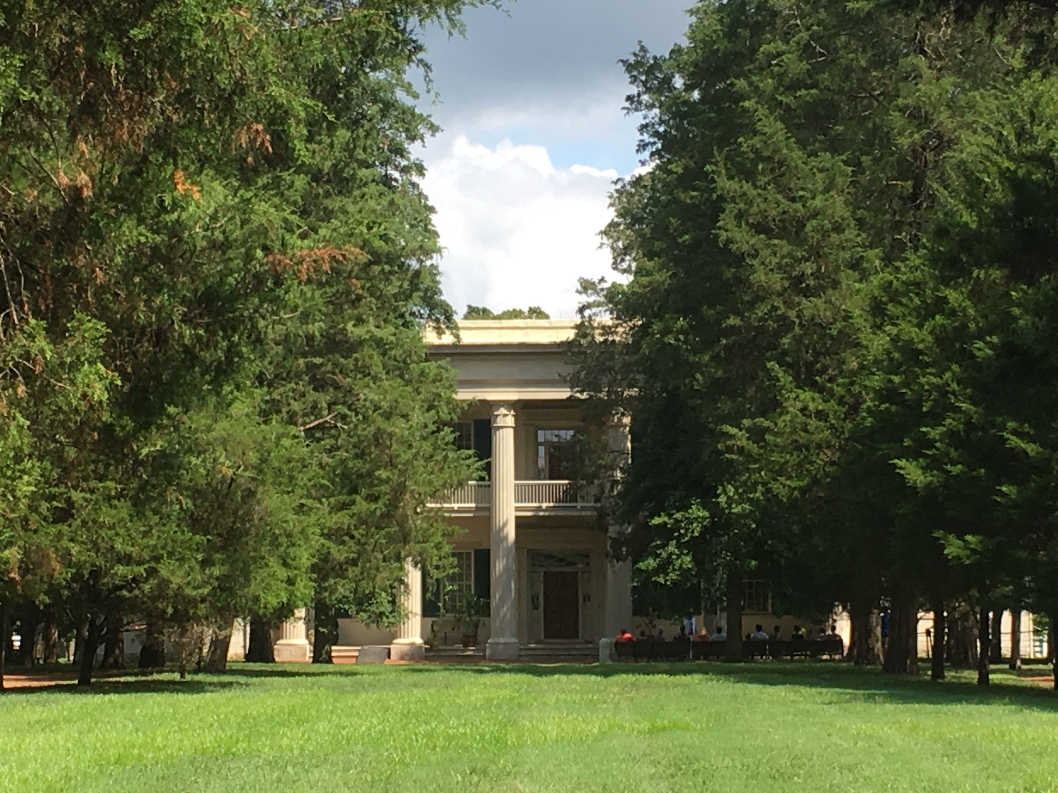 The columned front of Andrew Jackson's Hermitage mansion.