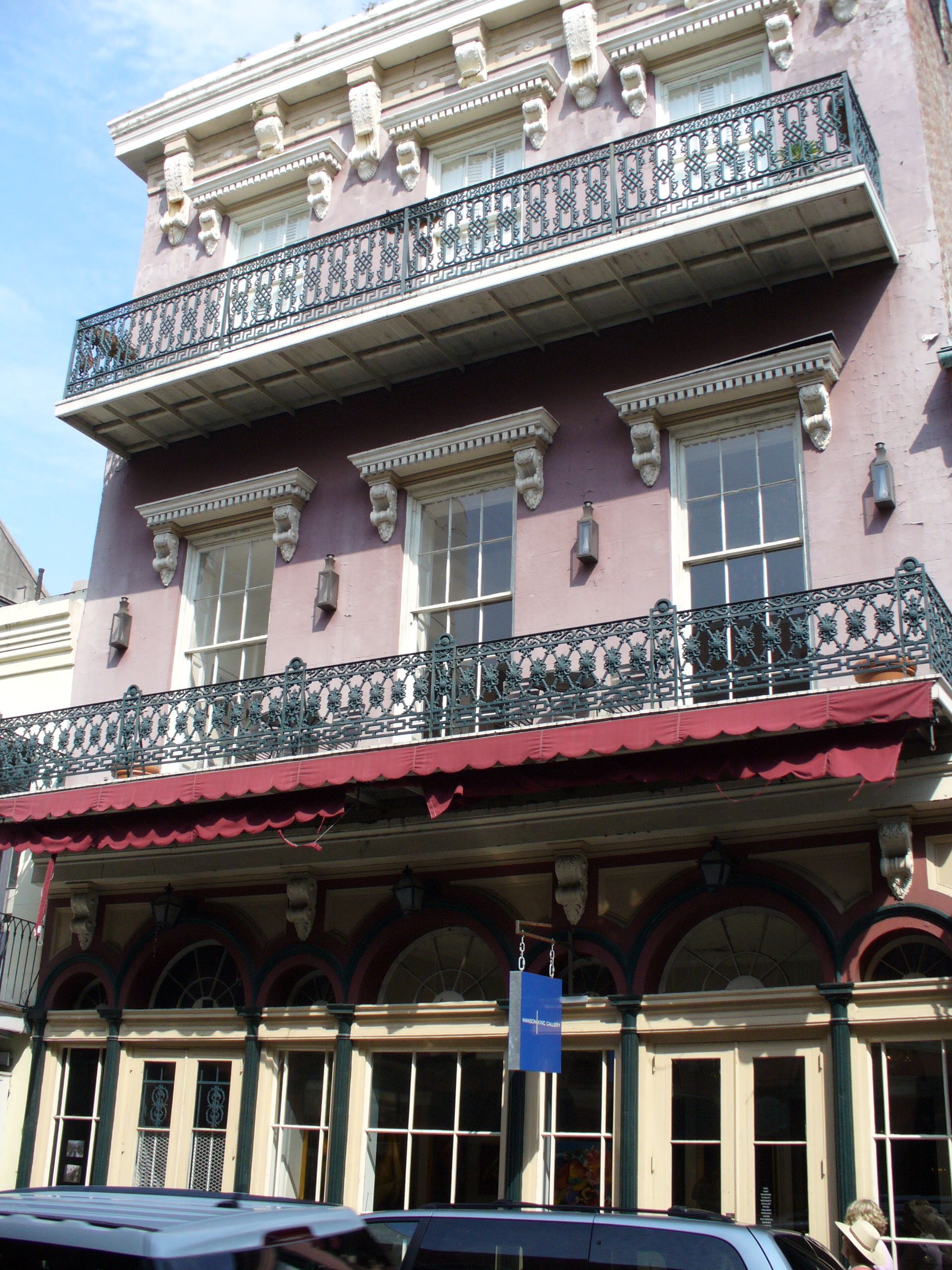 Cast-iron balconies on Royal Street in the French Quarter.