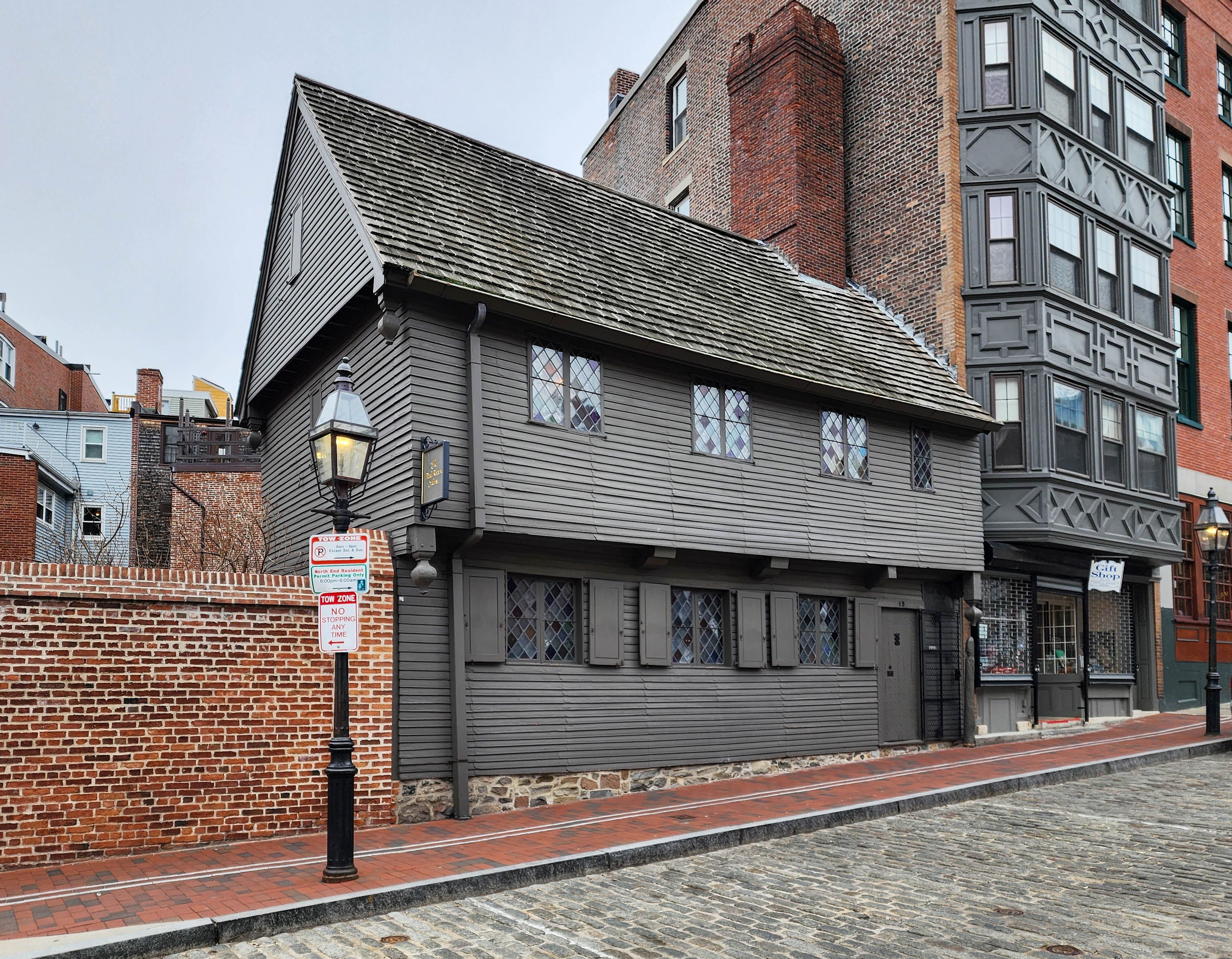 The Paul Revere House and its courtyard in Boston's North End.