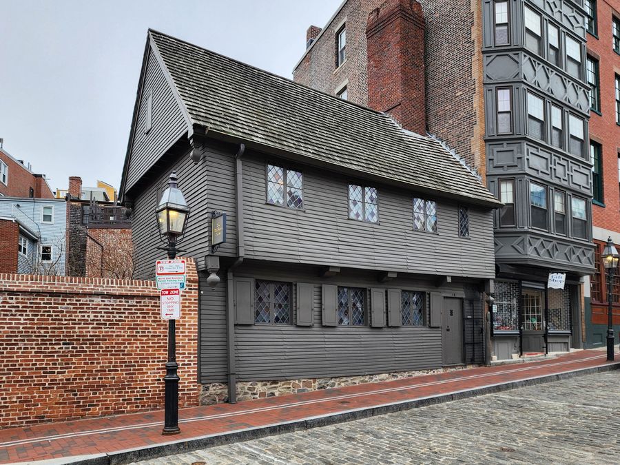 The Paul Revere House and its courtyard in Boston's North End.