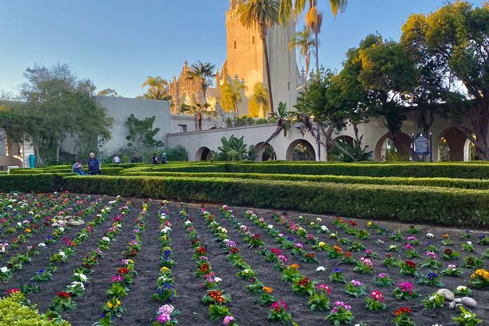 The California Tower and gardens at Balboa Park in San Diego.