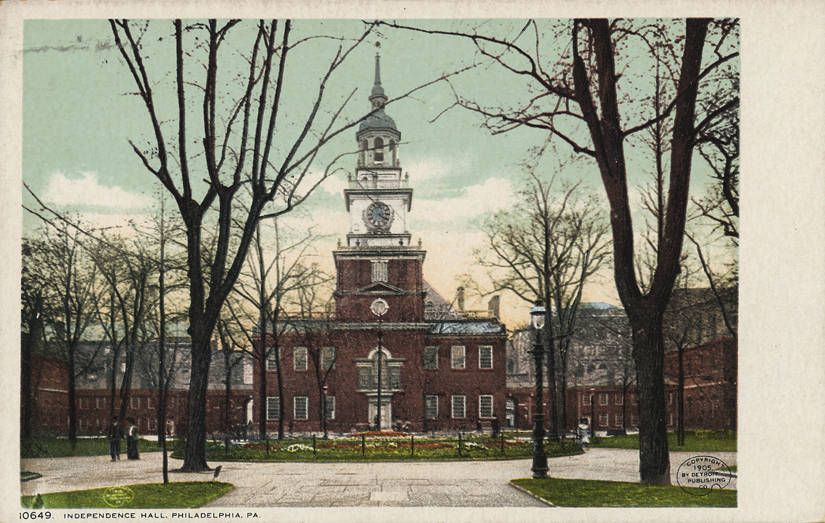 Historic view of Independence Hall, Philadelphia.