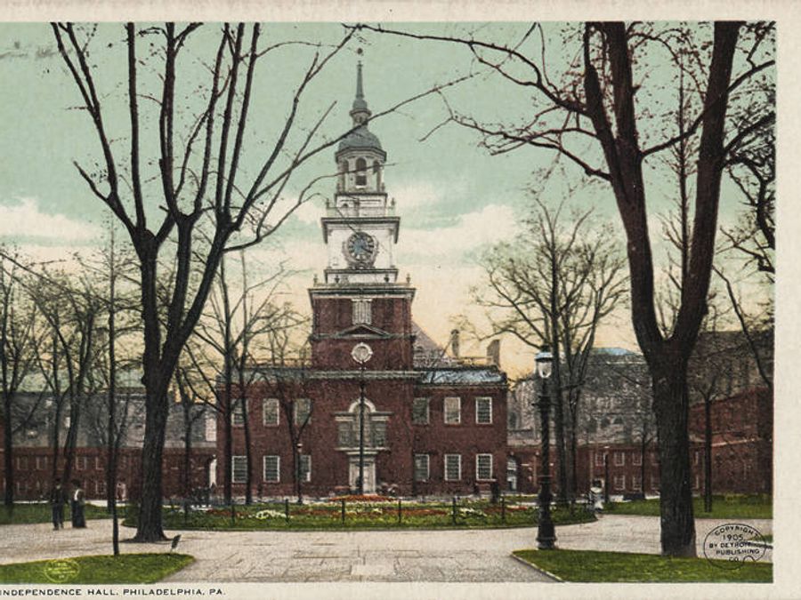 Historic view of Independence Hall, Philadelphia.