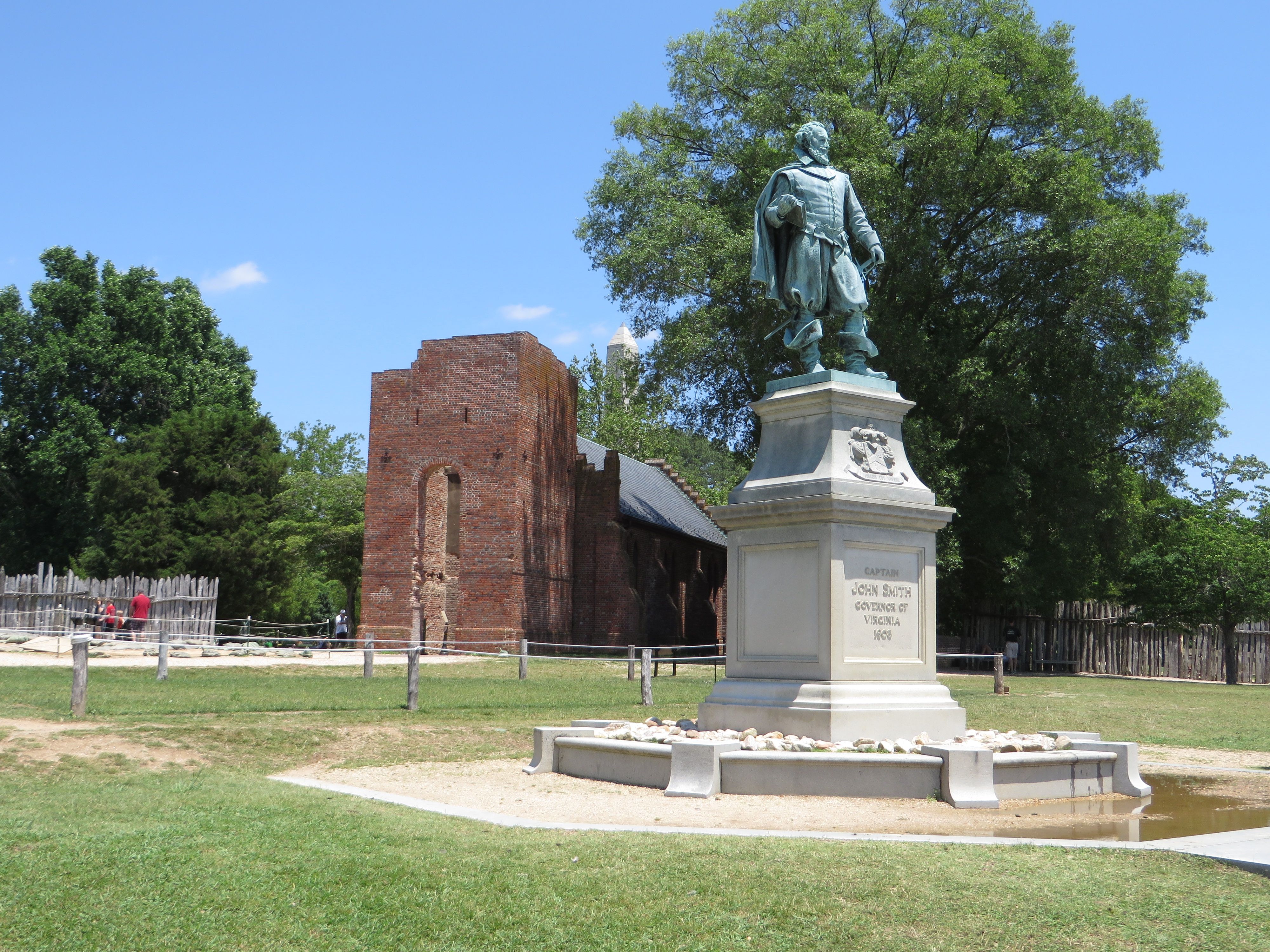 The statue of Captain John Smith overlooking the James River at Historic Jamestowne.