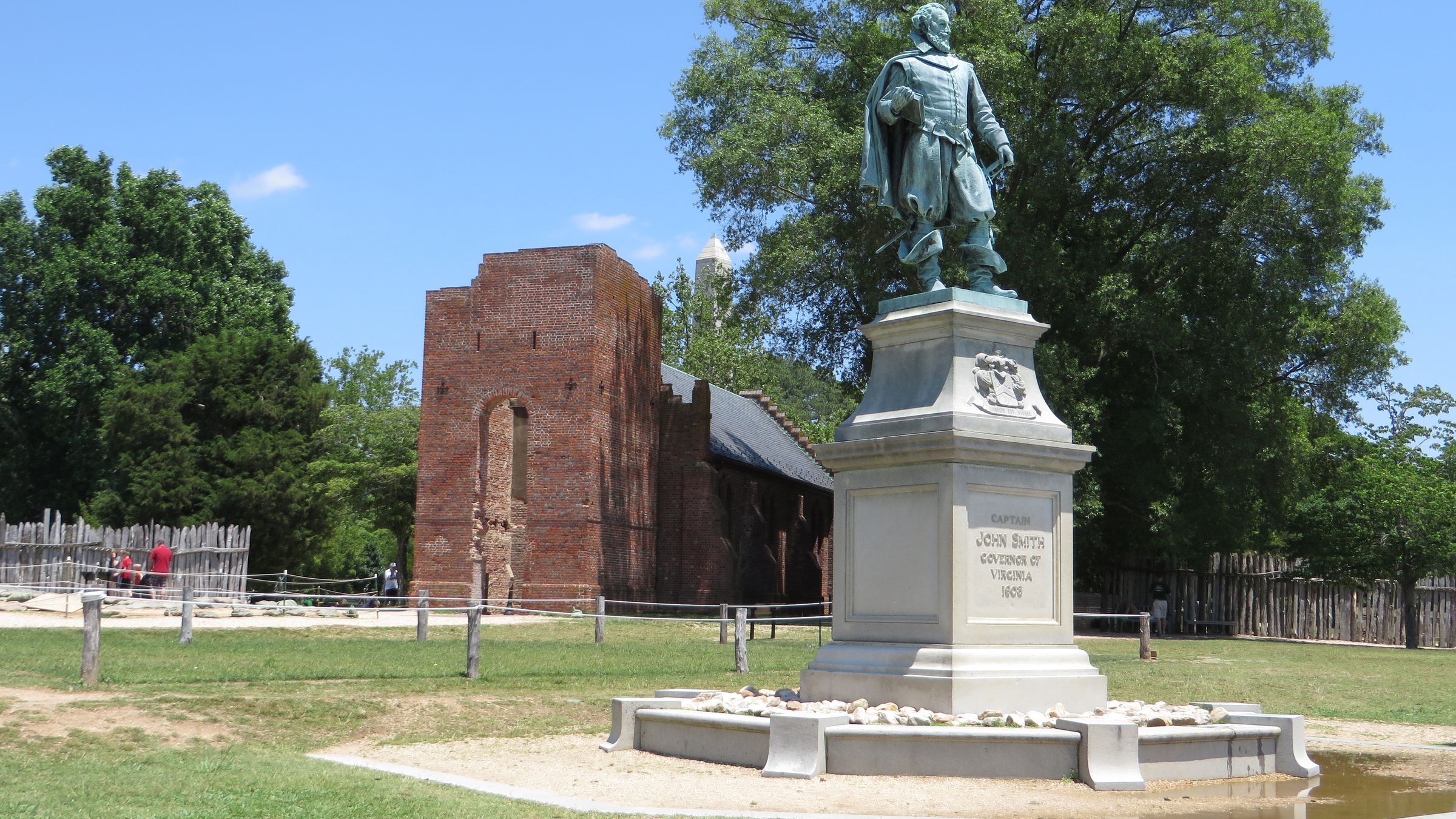 The statue of Captain John Smith overlooking the James River at Historic Jamestowne.