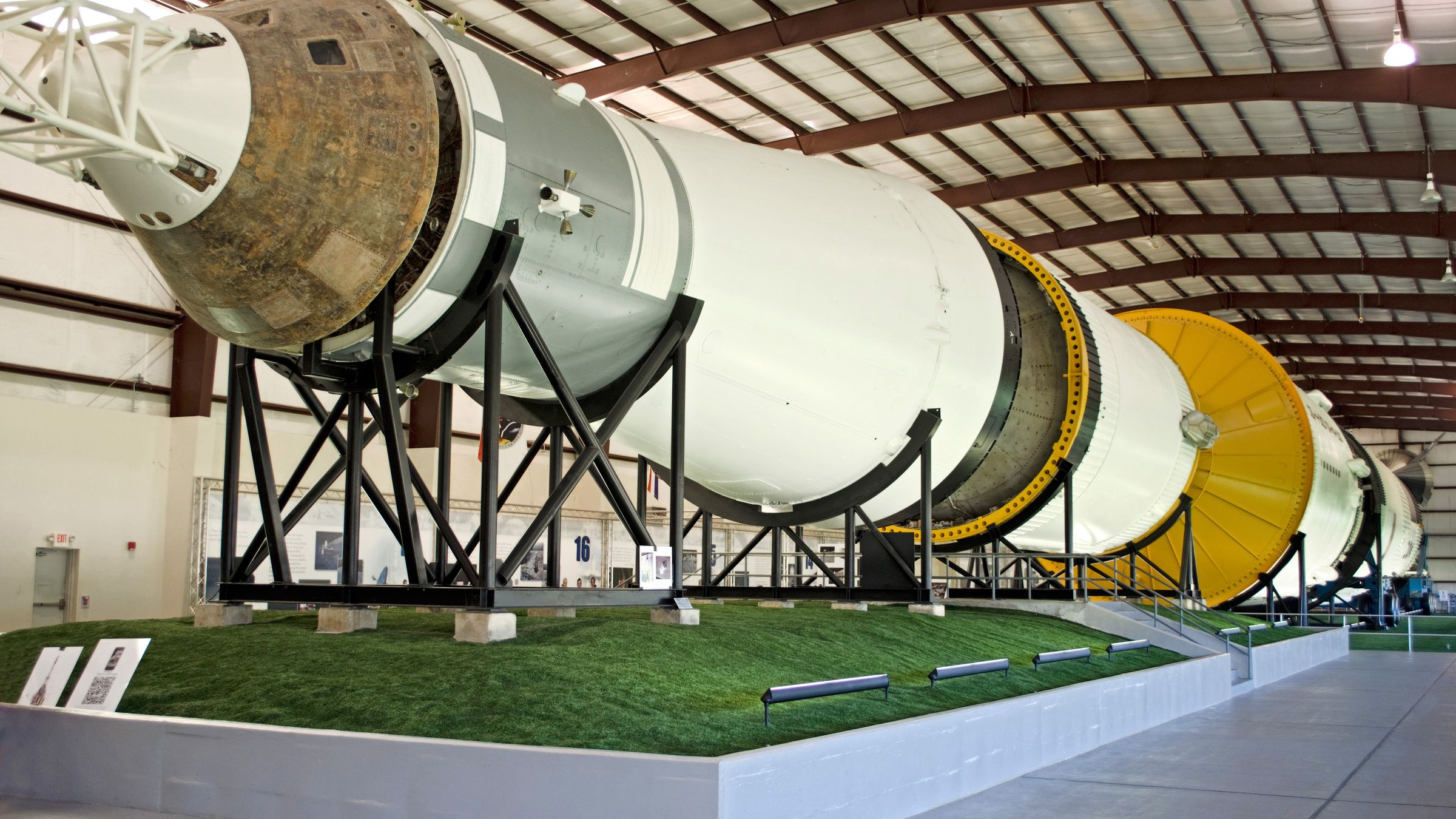 The Saturn V rocket on display at Space Center Houston.