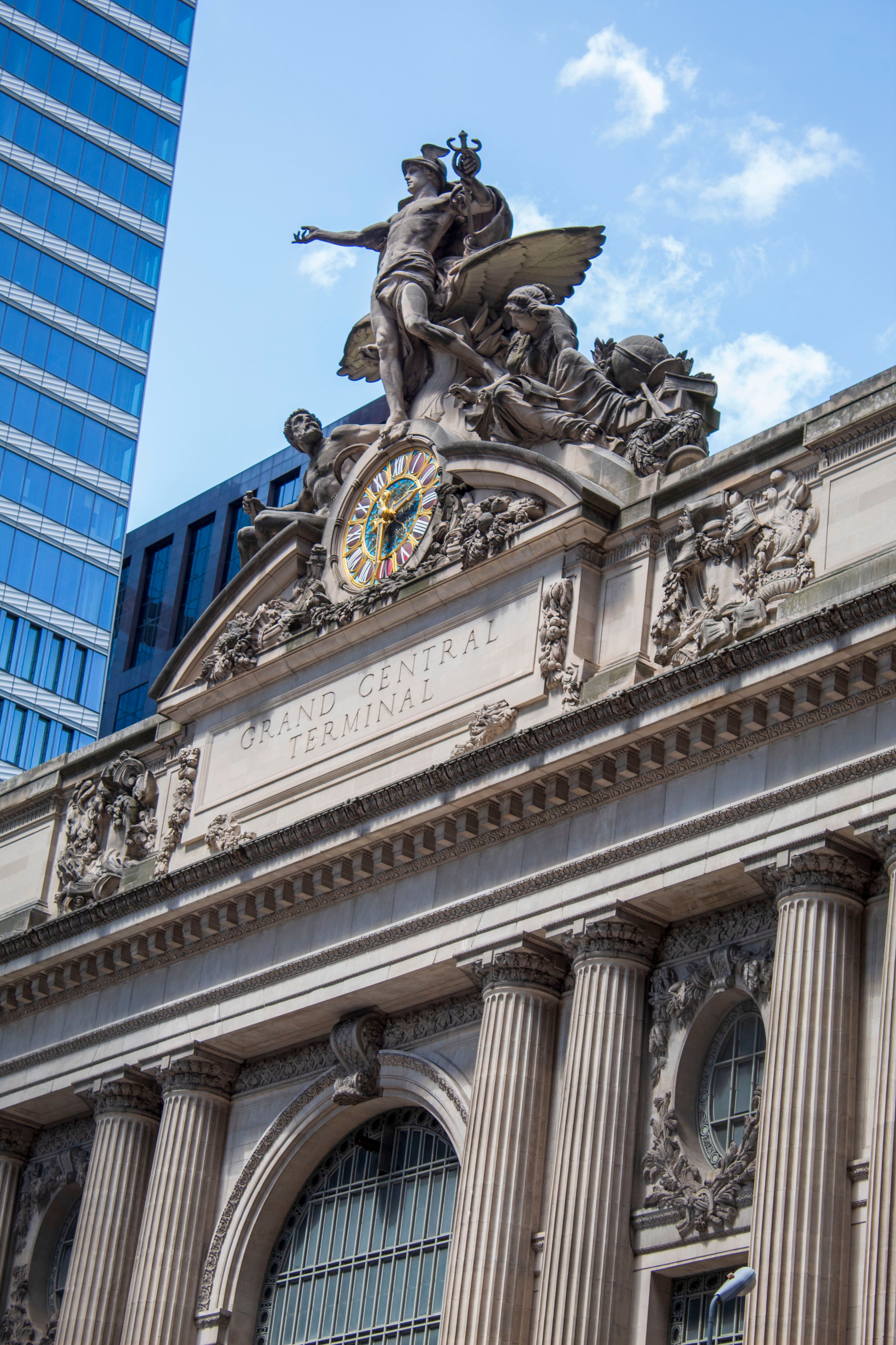 The Glory of Commerce sculpture on the 42nd Street facade.
