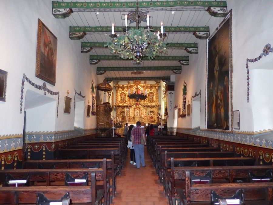 The ornate interior altar of the Serra Chapel at Mission San Juan Capistrano.