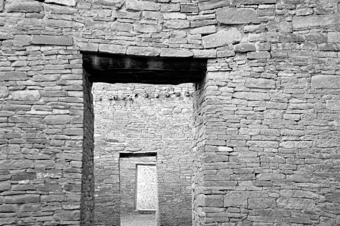 The ruins of Pueblo Bonito at Chaco Canyon.
