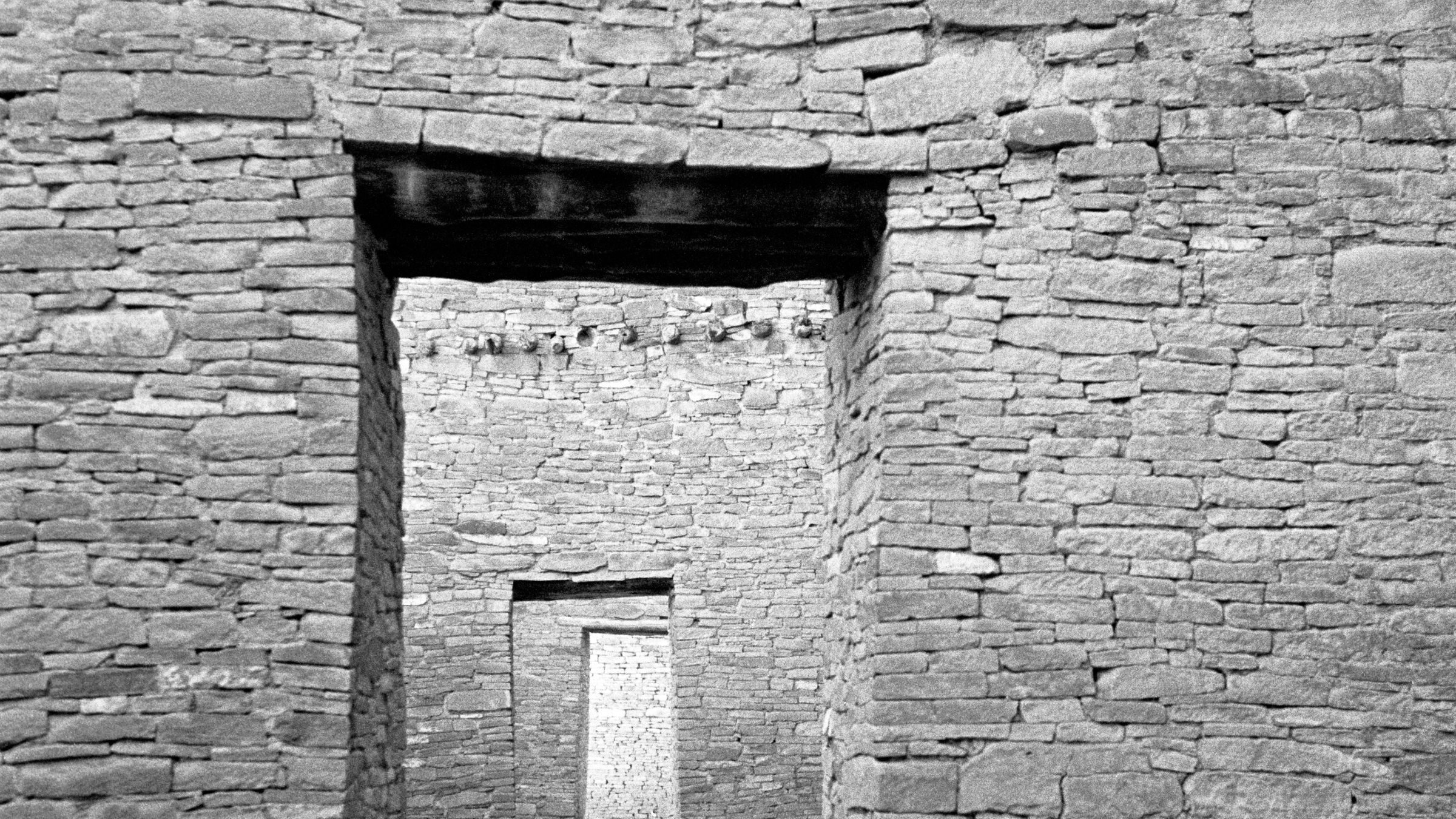 The ruins of Pueblo Bonito at Chaco Canyon.