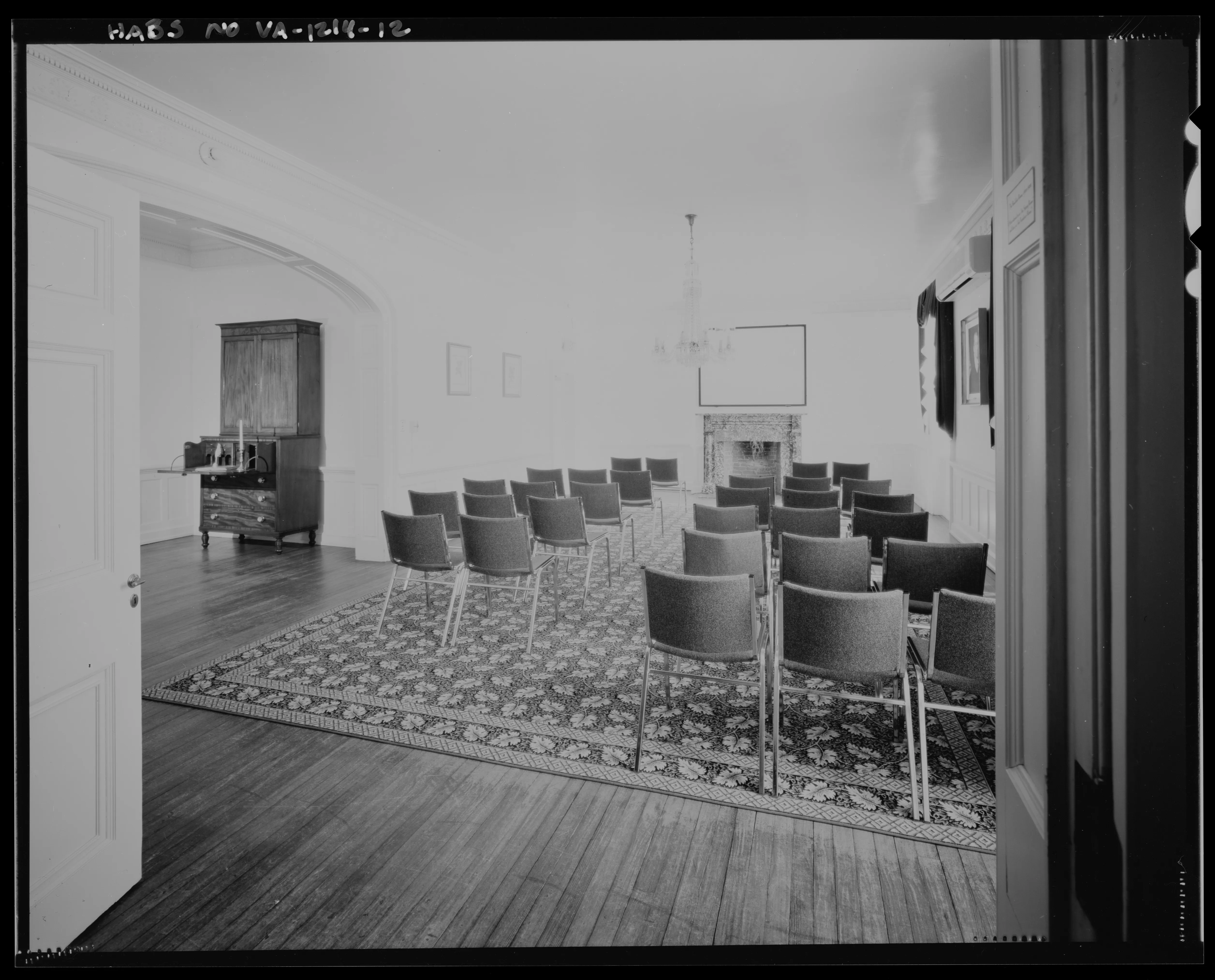 An architectural survey photograph of the dining room at Montpelier.