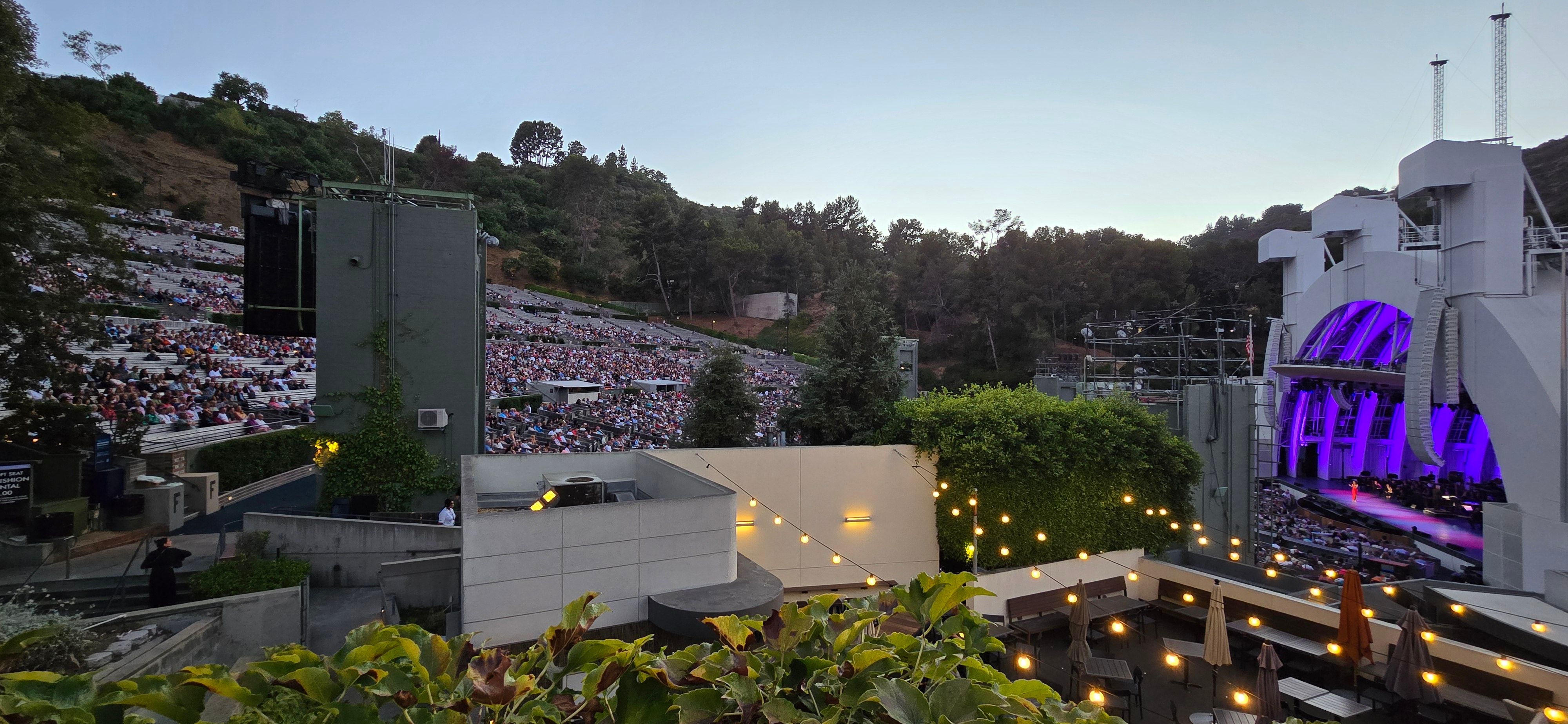 The Hollywood Bowl's concentric-arch band shell and amphitheater seating.