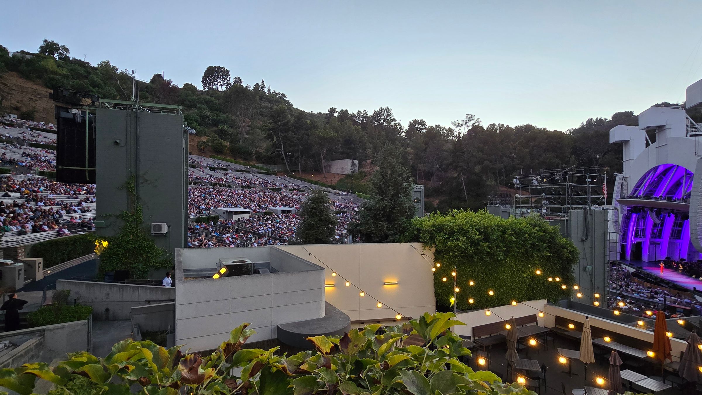 The Hollywood Bowl's concentric-arch band shell and amphitheater seating.