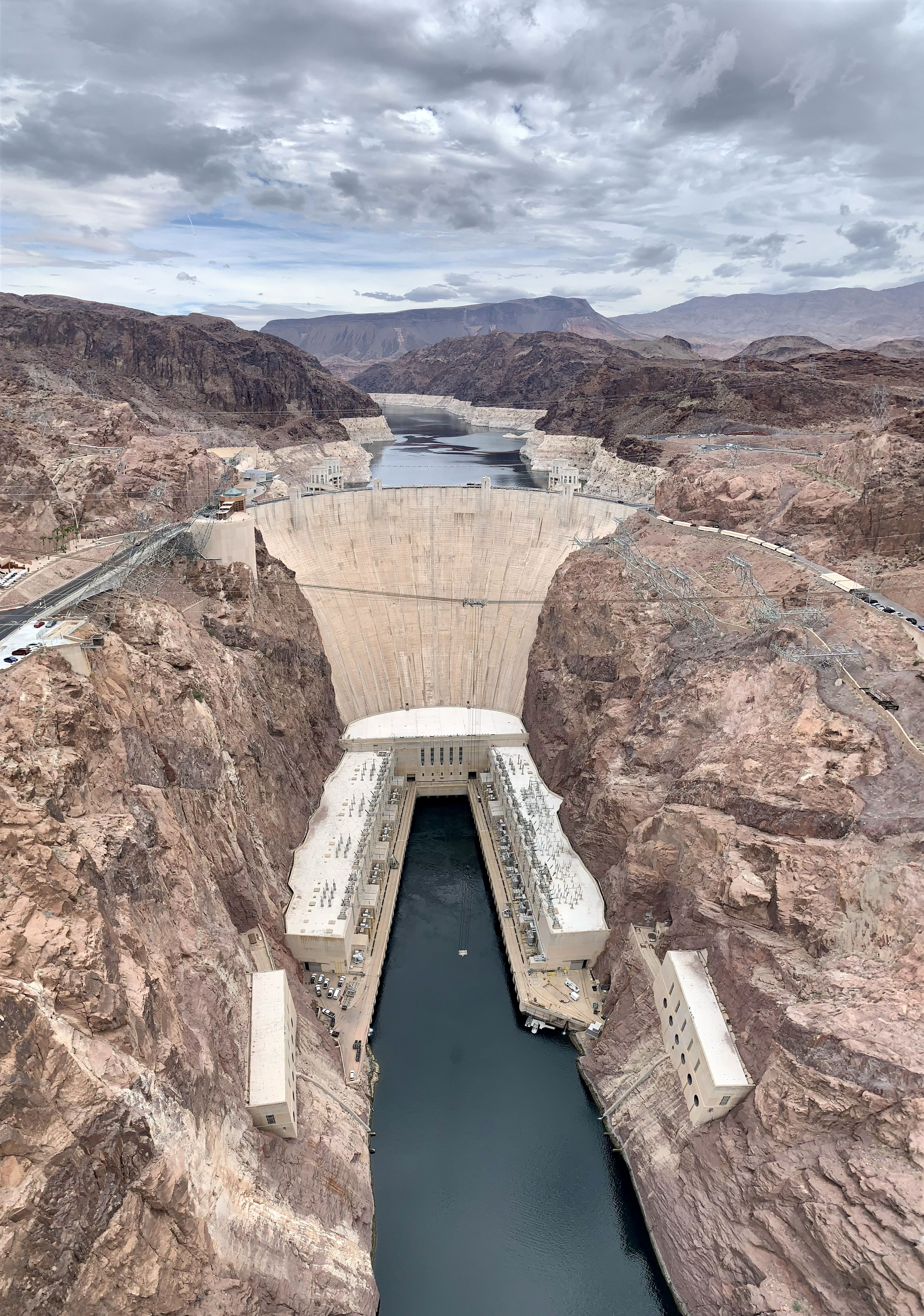 Hoover Dam holding back the Colorado River.