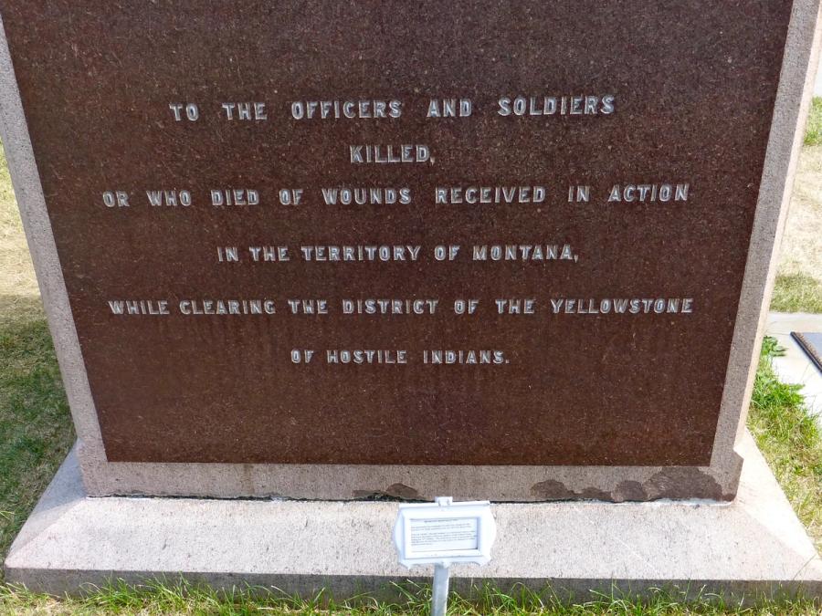 A historic marker at Little Bighorn Battlefield National Monument.