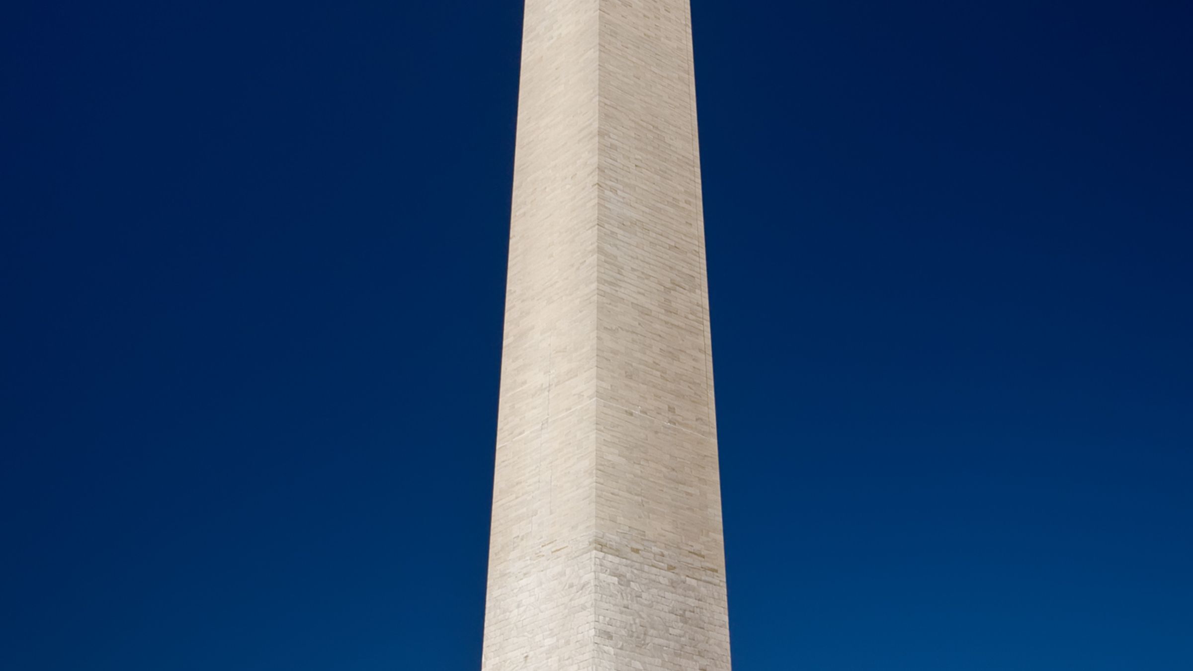 The Washington Monument at dusk on the National Mall.
