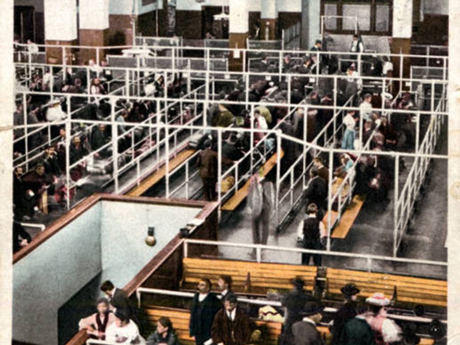 Immigrants at Ellis Island, New York.