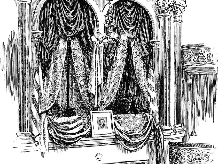 A period illustration of the presidential box where Lincoln was shot.
