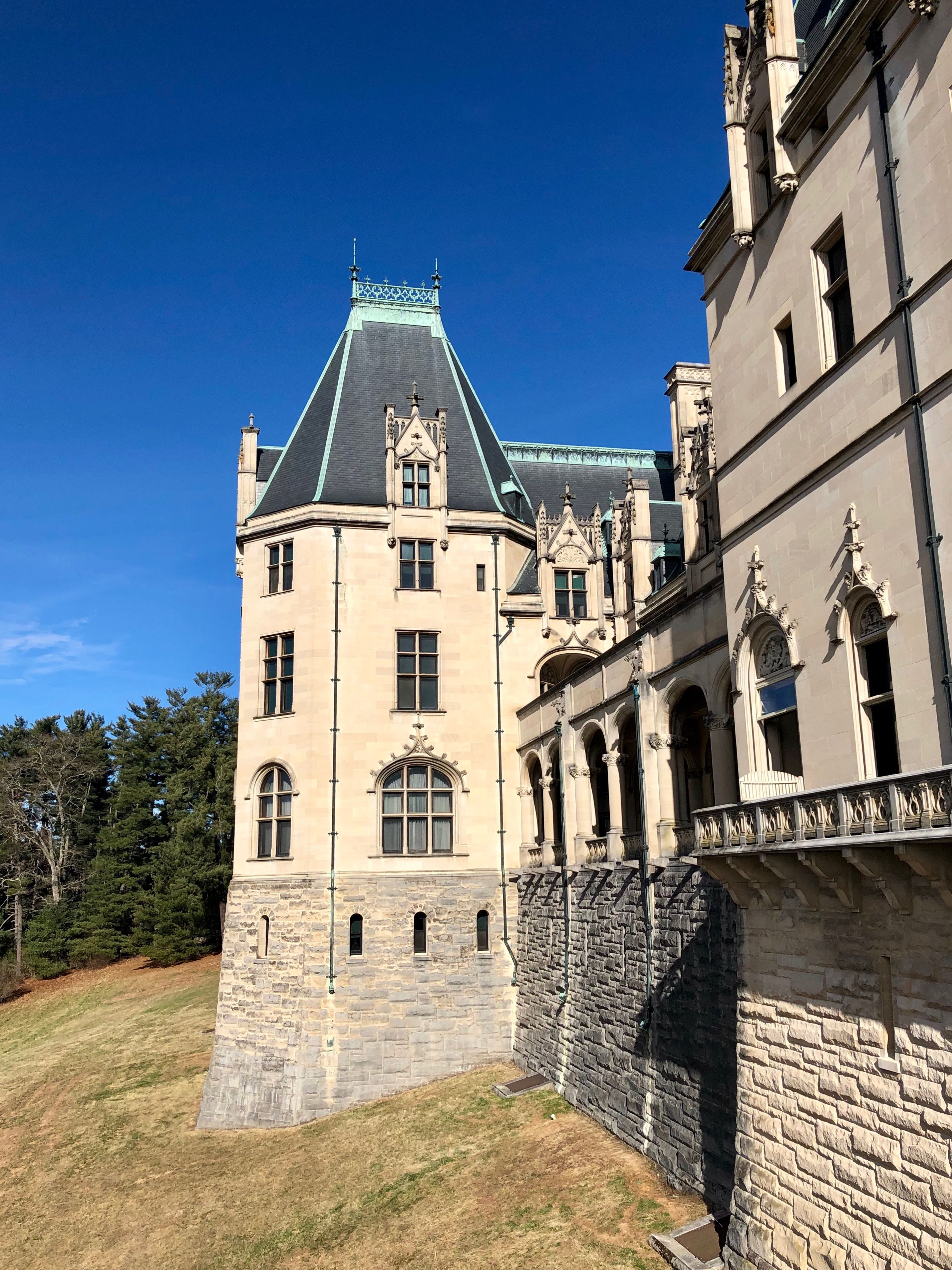 The front facade of Biltmore House, the largest private home in America.