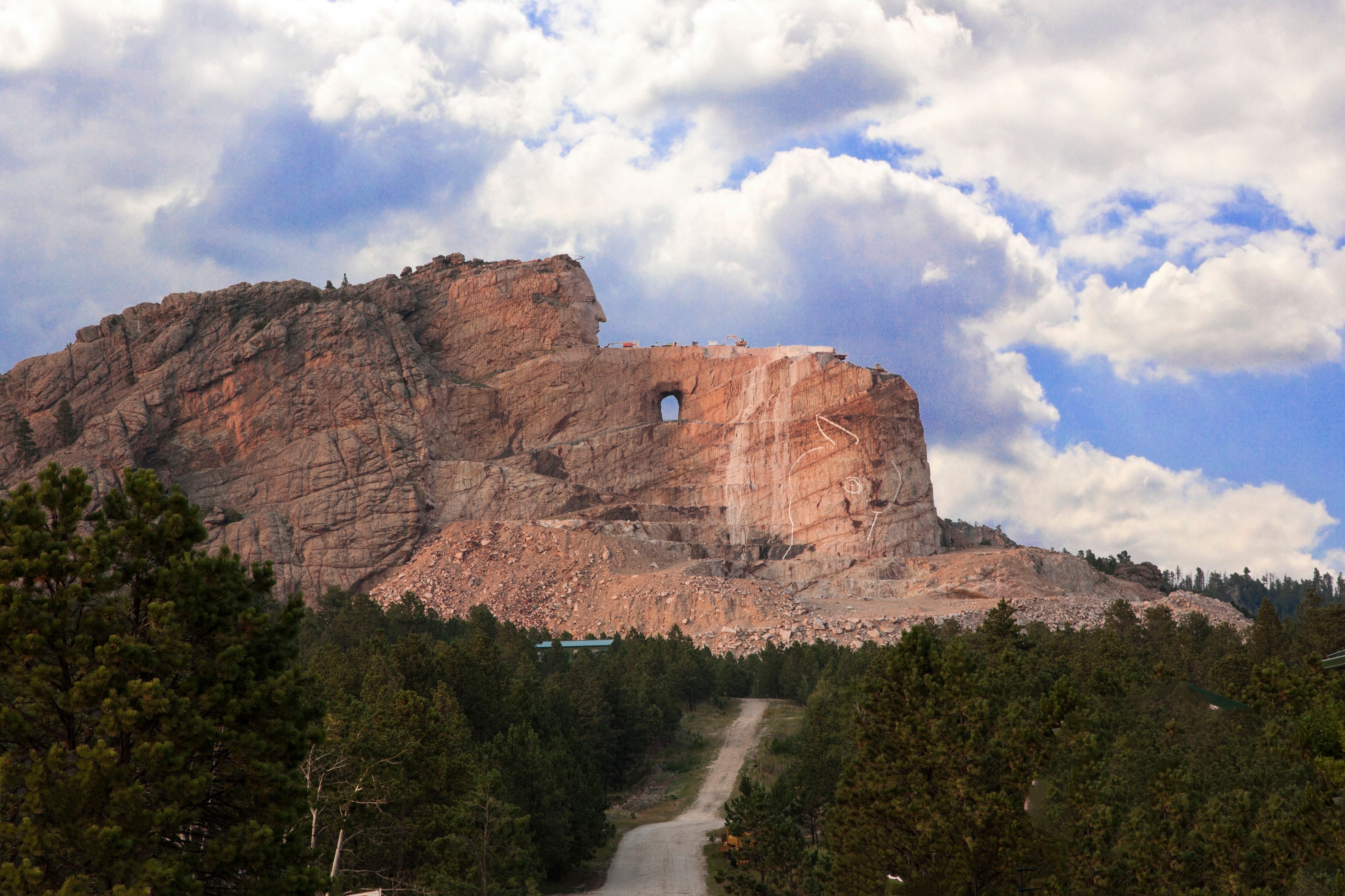 The Crazy Horse Memorial mountain carving in the Black Hills of South Dakota.