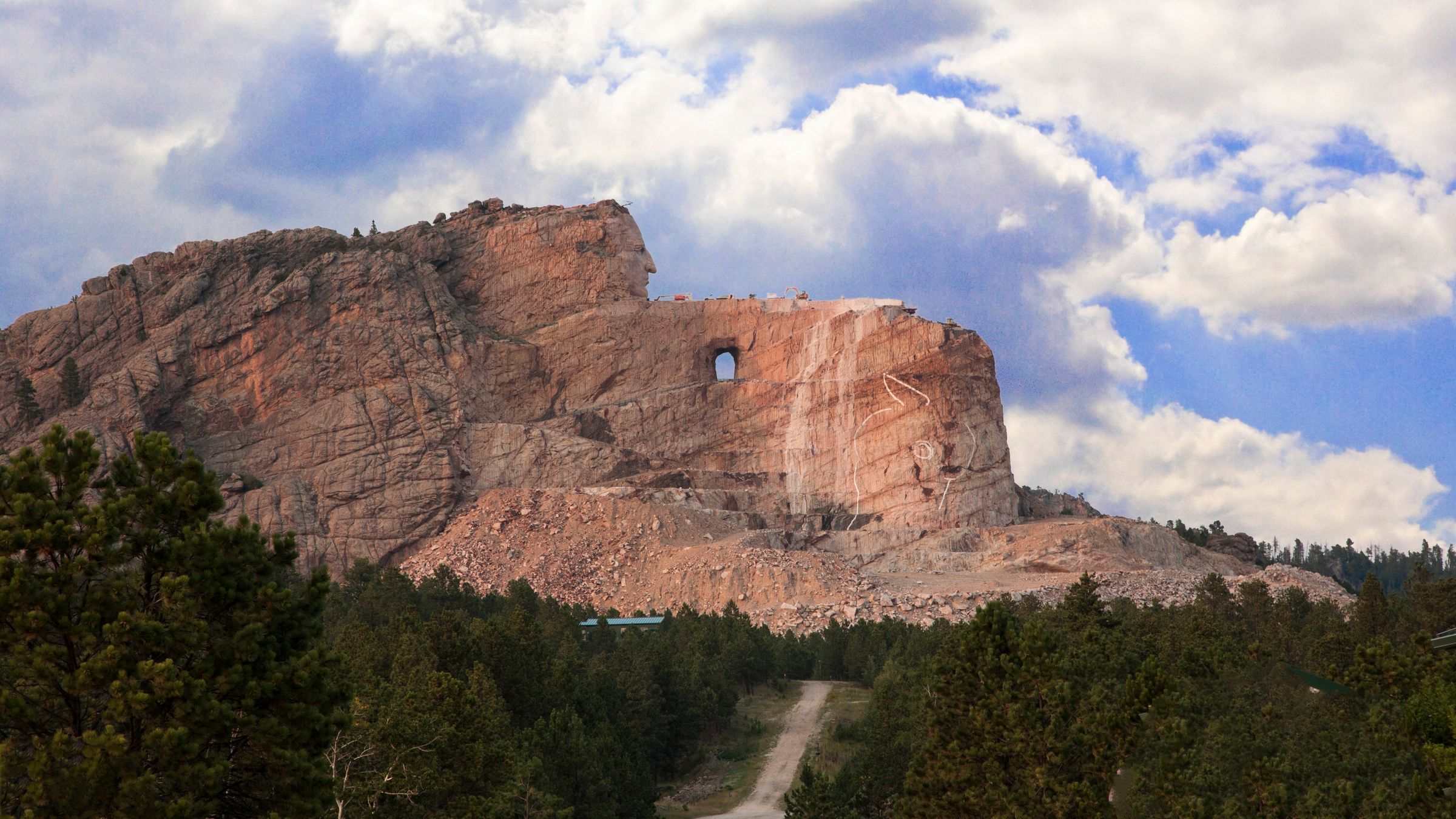 The Crazy Horse Memorial mountain carving in the Black Hills of South Dakota.