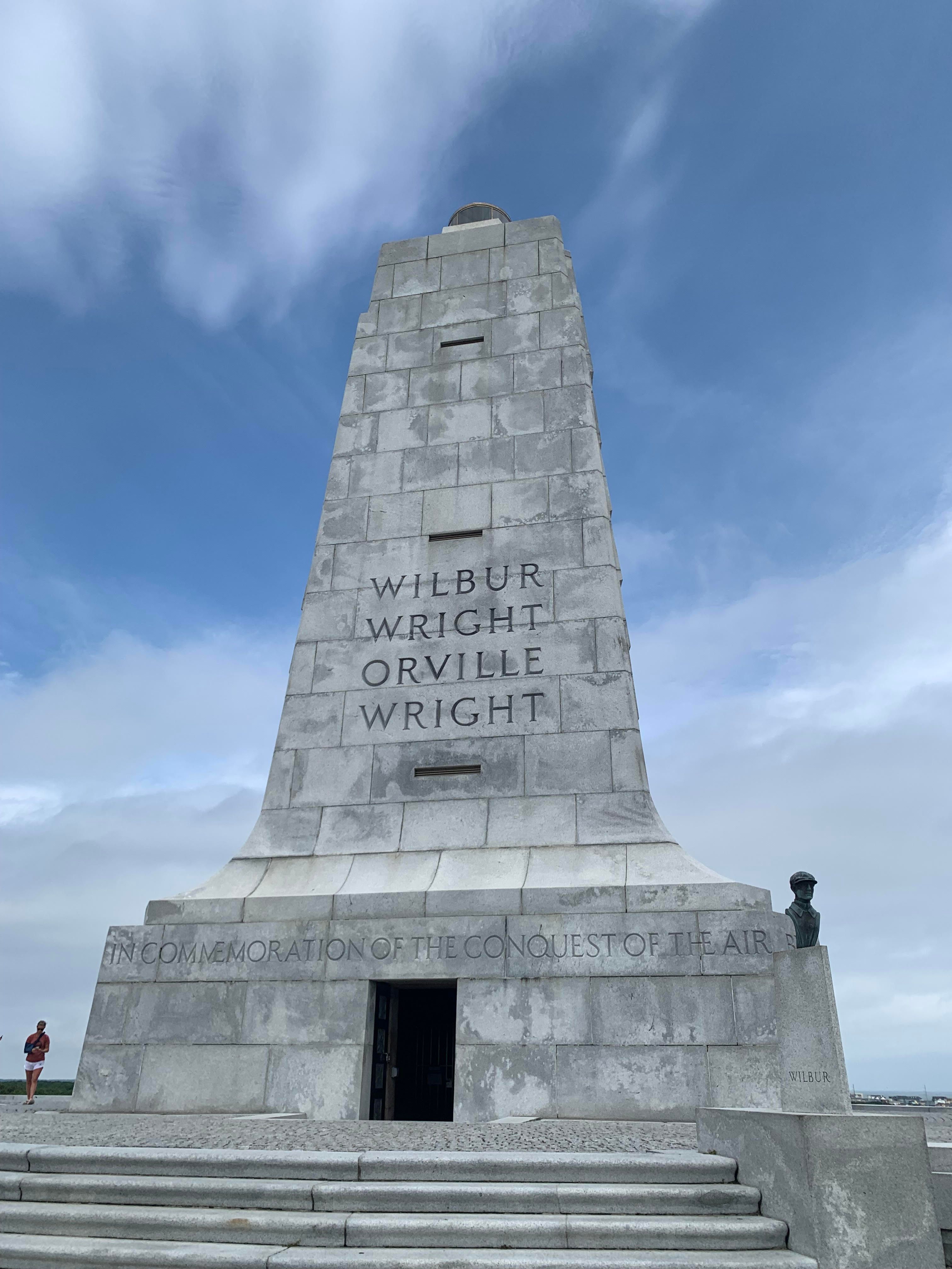 The granite monument atop Big Kill Devil Hill at the Wright Brothers National Memorial.