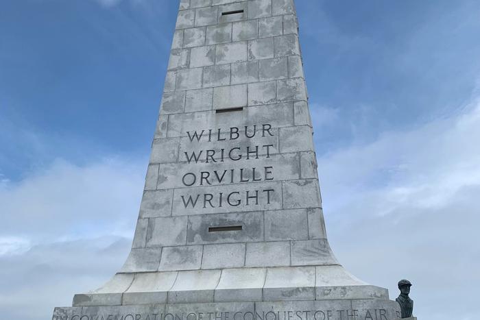 The granite monument atop Big Kill Devil Hill at the Wright Brothers National Memorial.