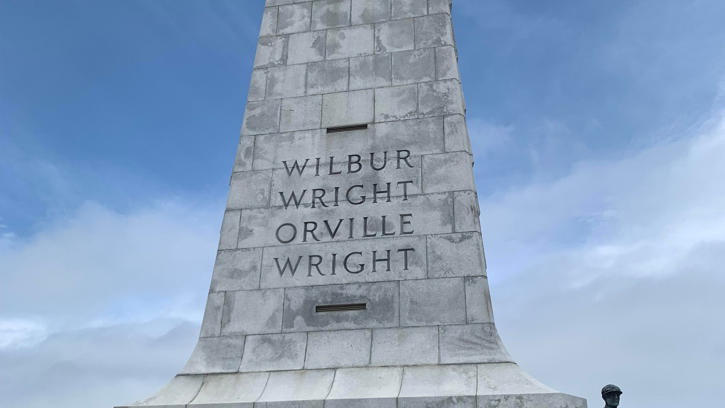 The granite monument atop Big Kill Devil Hill at the Wright Brothers National Memorial.