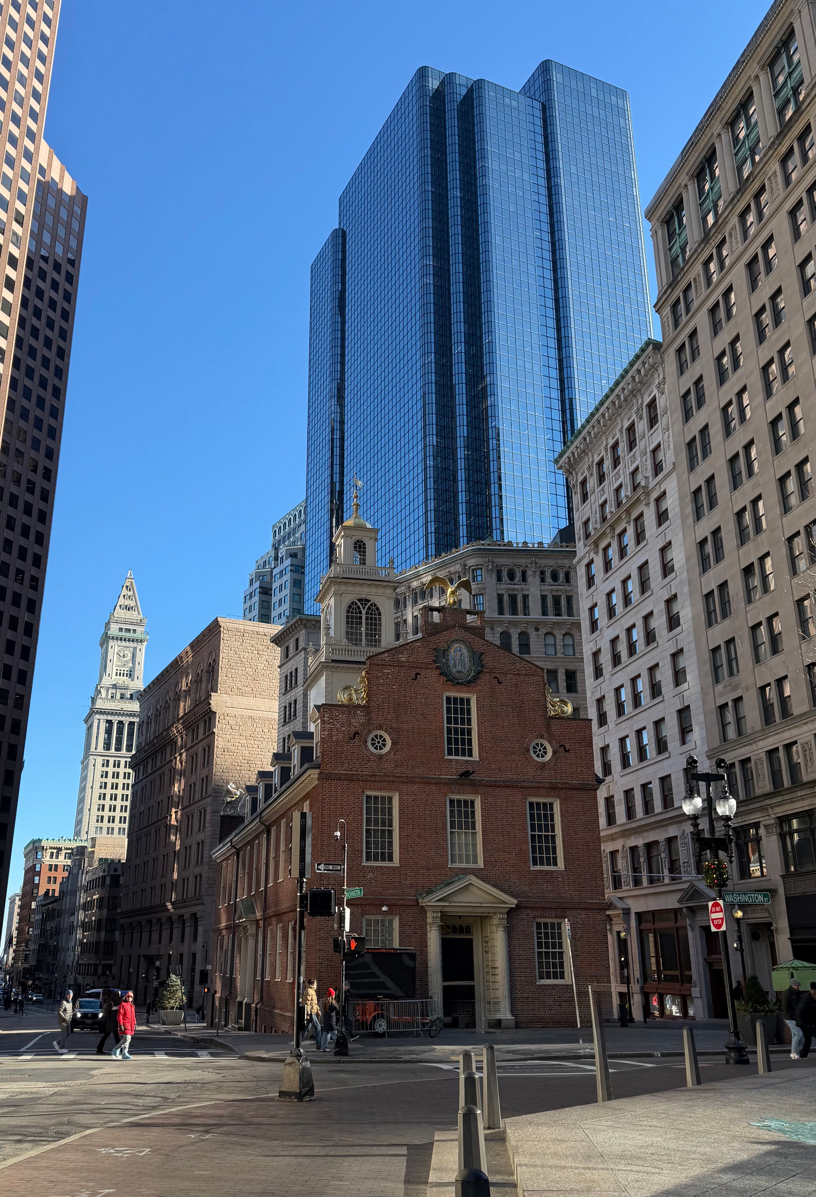 The Georgian brick facade of Boston's Old State House.