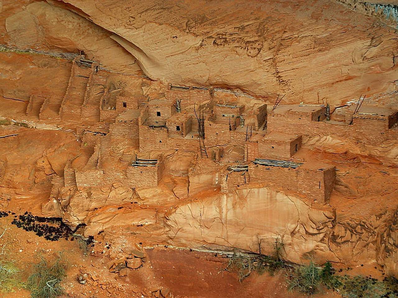 The Betatakin cliff dwelling tucked into a sandstone alcove at Navajo National Monument.
