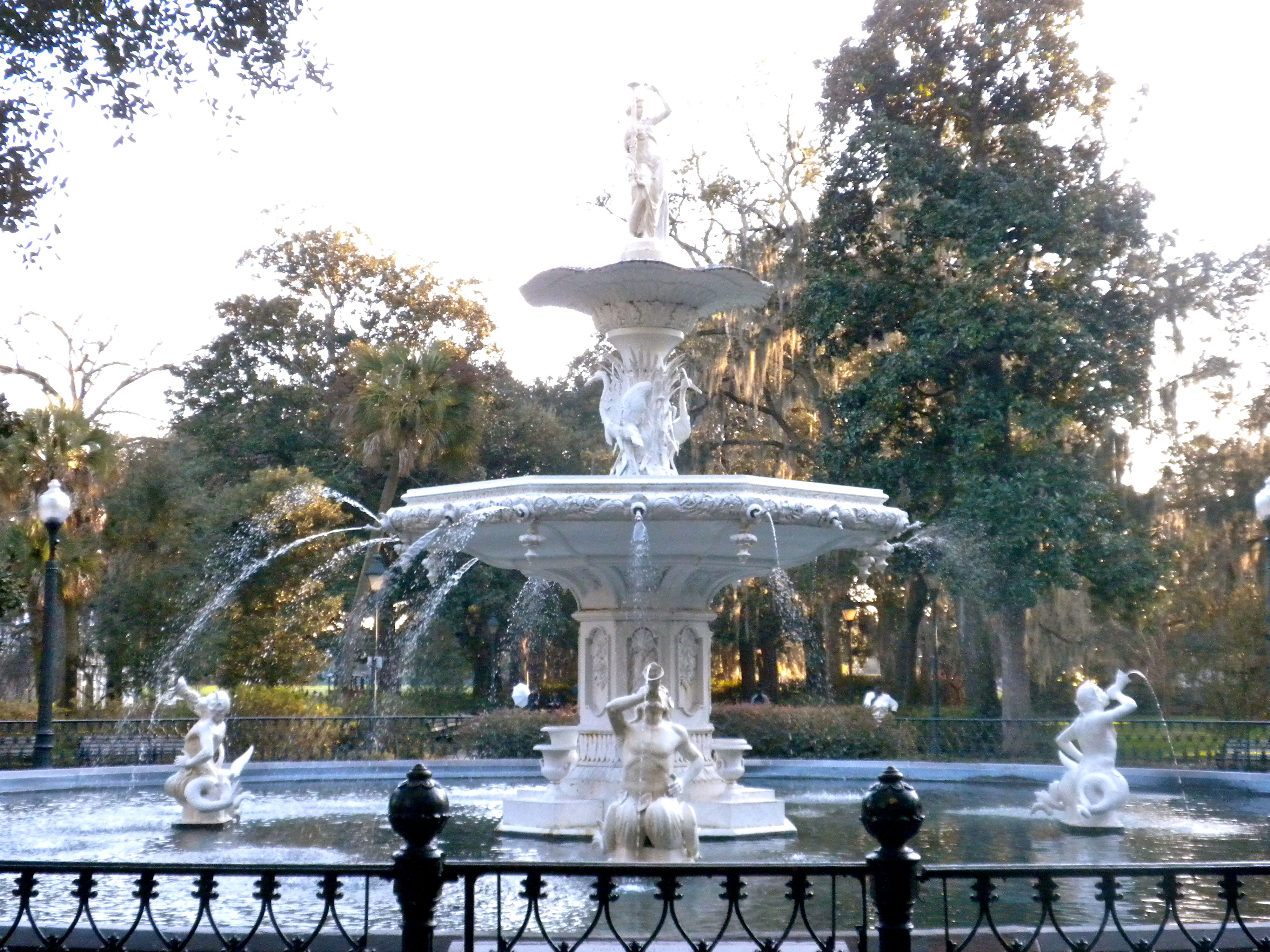 The historic fountain in Forsyth Park, Savannah.