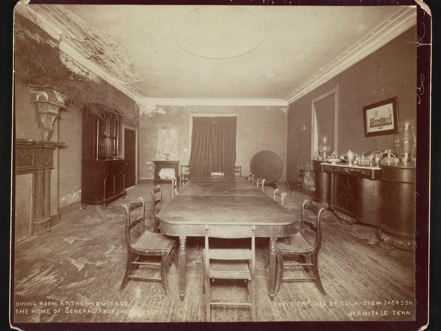 A historic photograph of the dining room at the Hermitage.