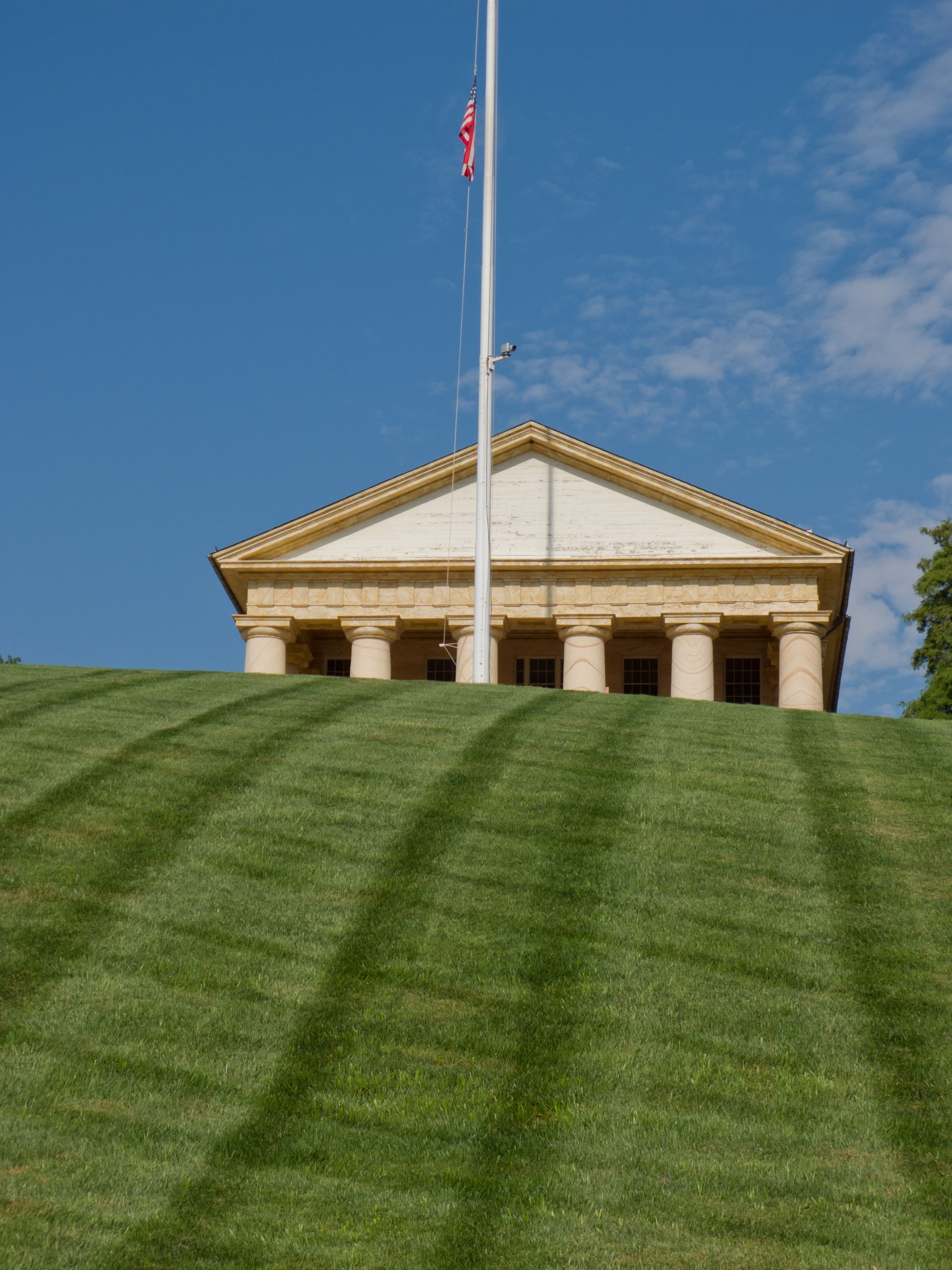 Arlington House's Greek Revival portico with its eight Doric columns.