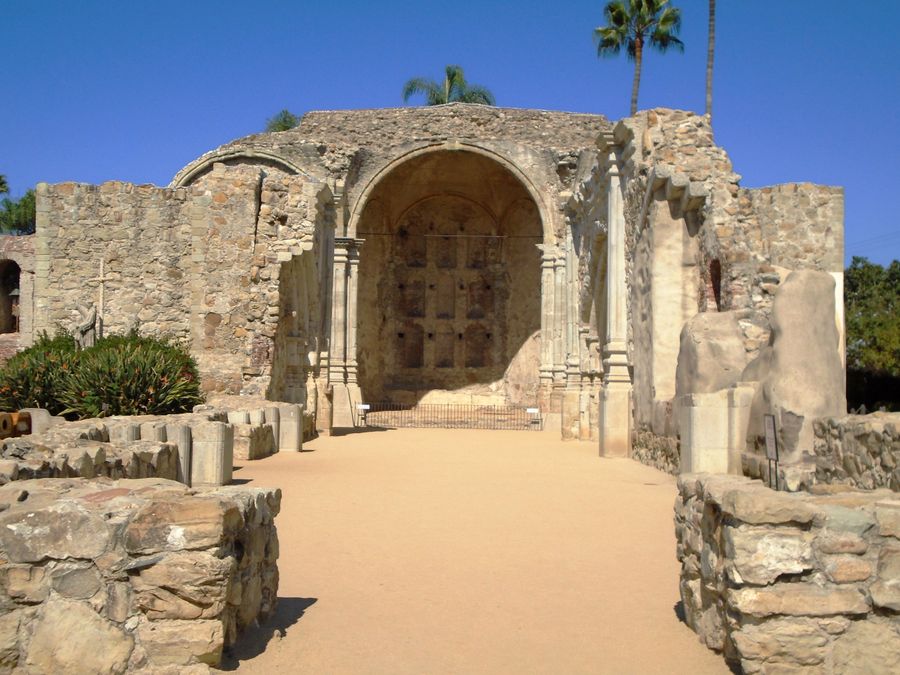 The ruins of the Great Stone Church at Mission San Juan Capistrano.