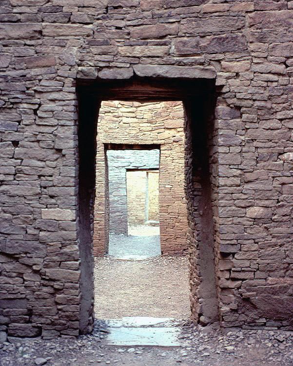 A row of aligned interior doorways at Pueblo Bonito.