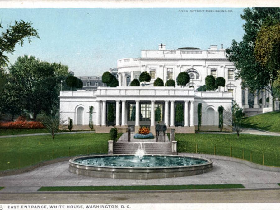 Historic view of the East Entrance of the White House.
