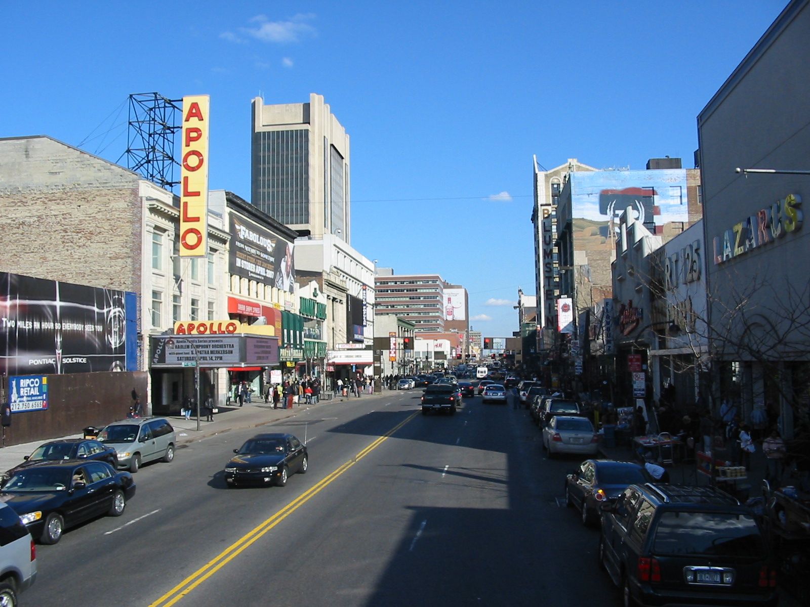 The marquee of the Apollo Theater on 125th Street in Harlem.