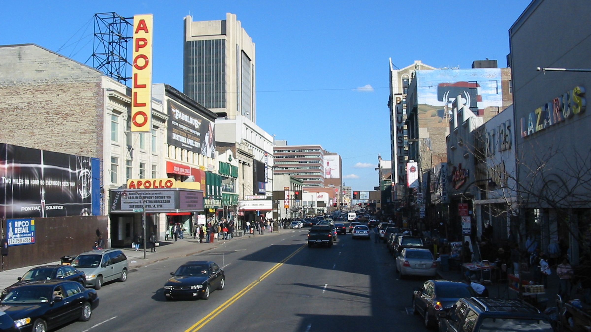 The marquee of the Apollo Theater on 125th Street in Harlem.