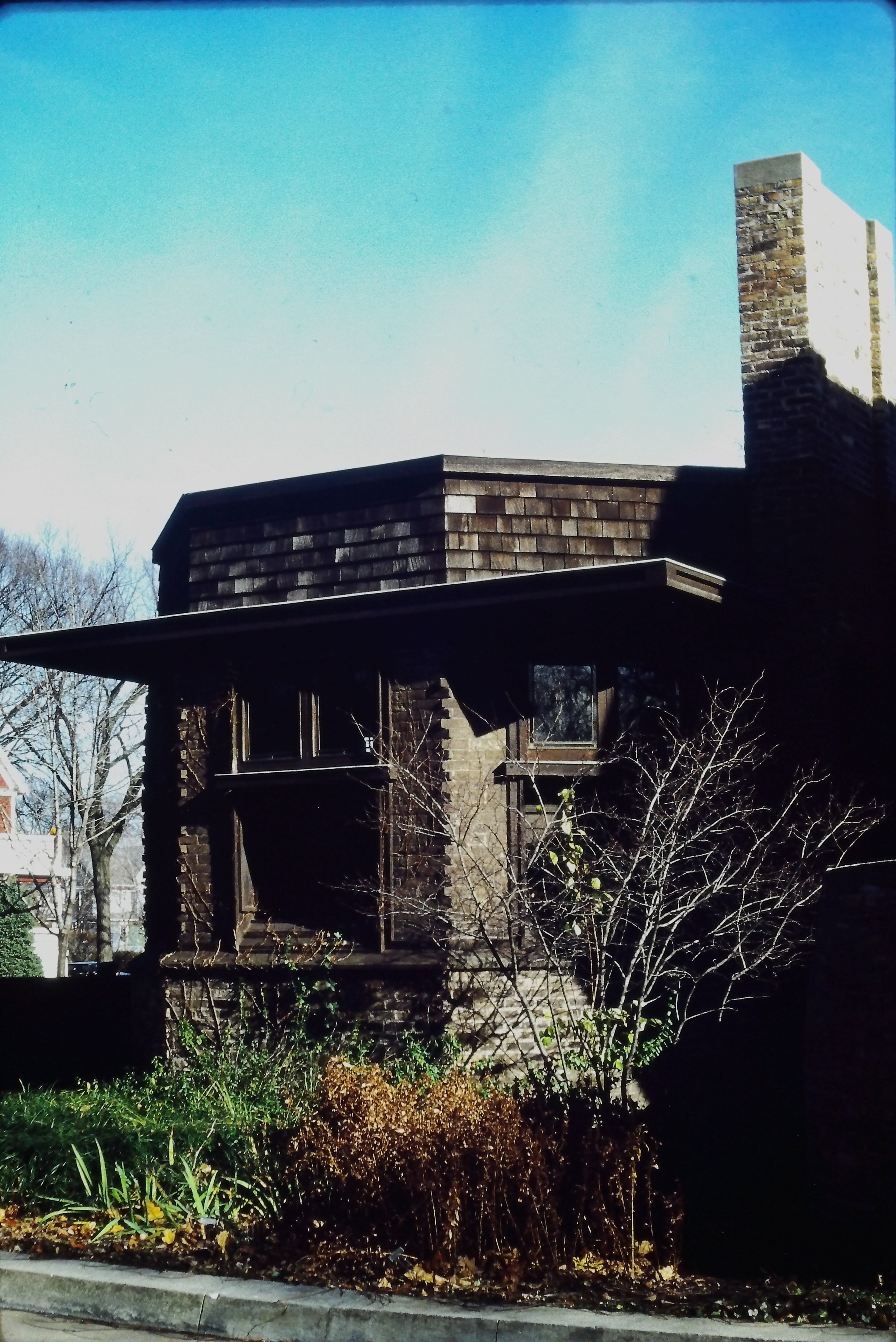The exterior of Frank Lloyd Wright's Home and Studio in Oak Park, Illinois.