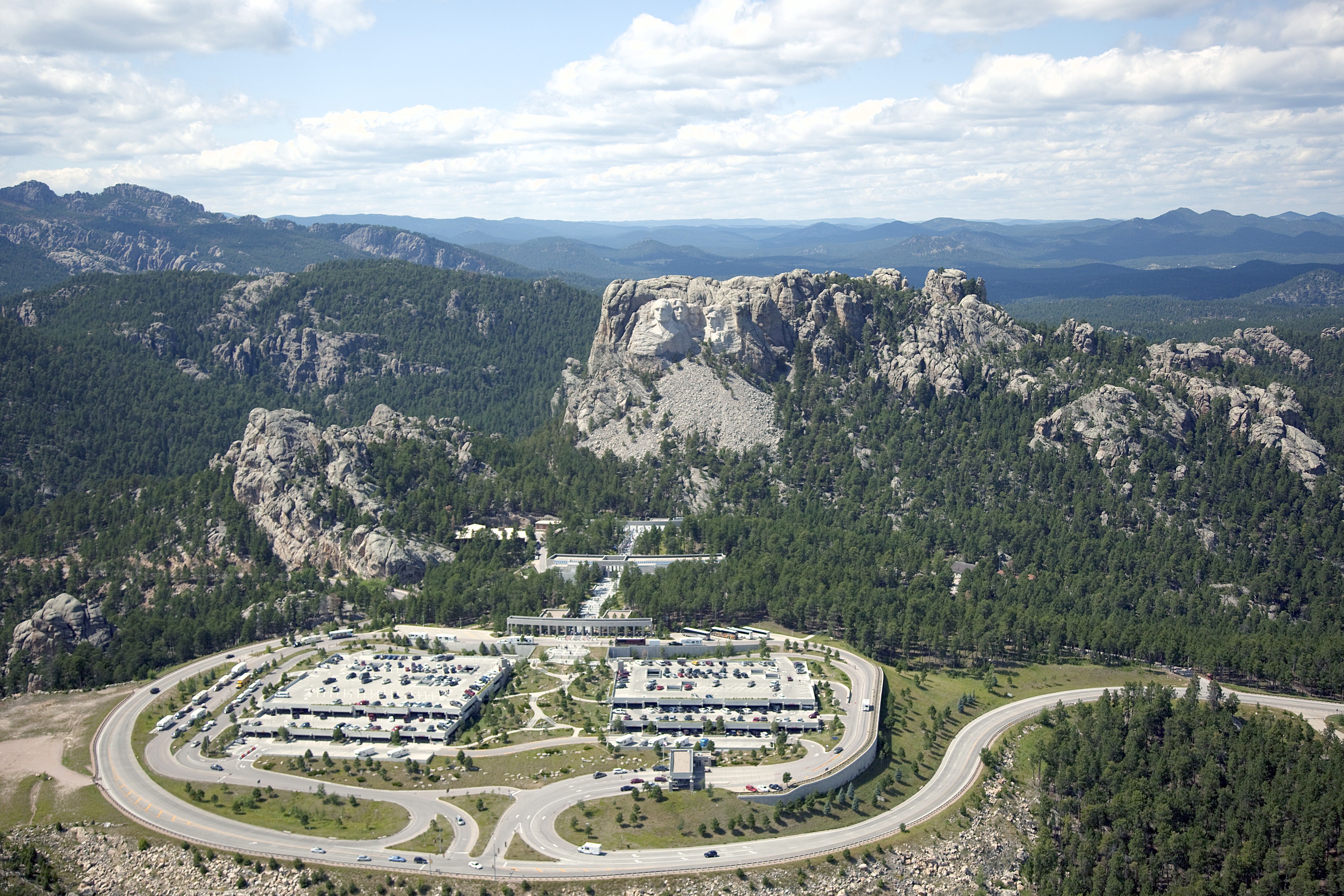 Aerial view of Mount Rushmore National Memorial, South Dakota.