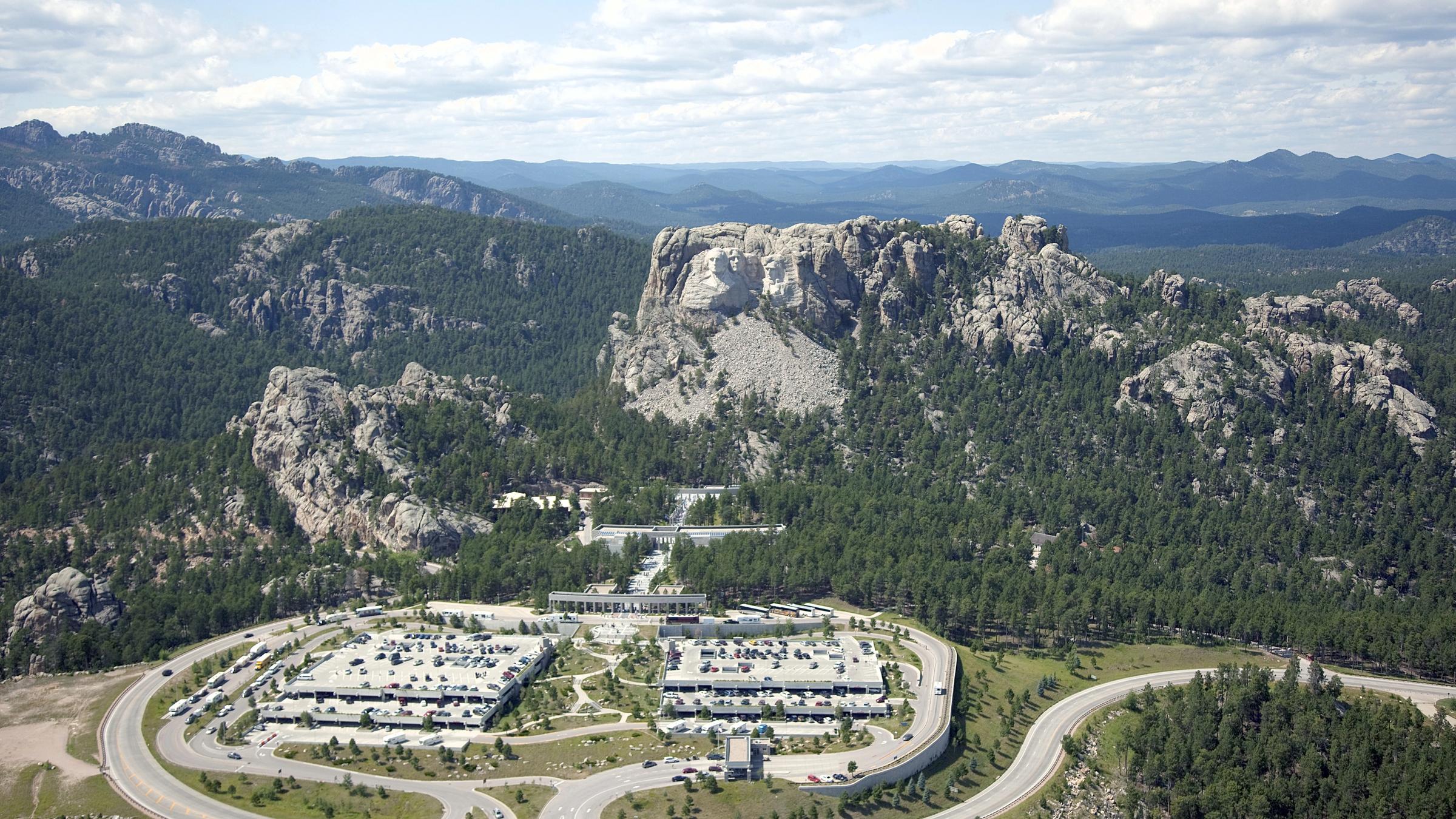 Aerial view of Mount Rushmore National Memorial, South Dakota.