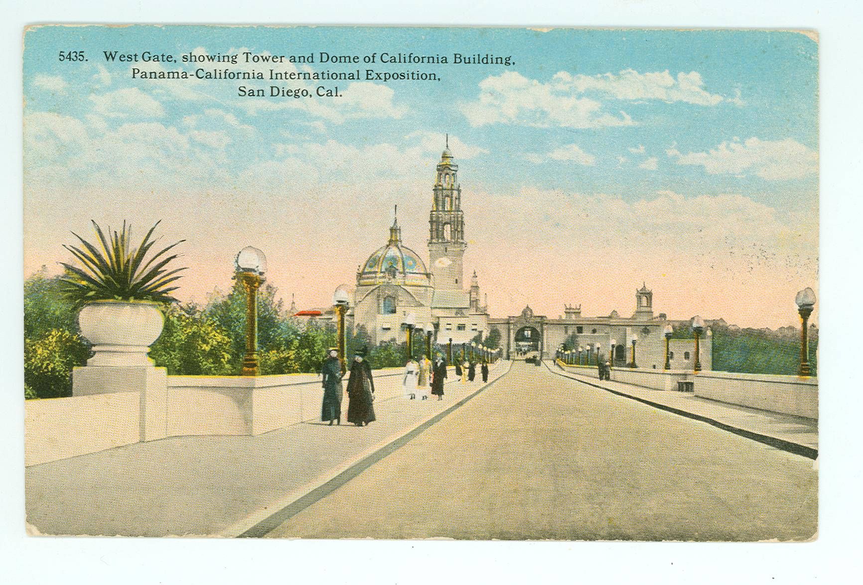 The West Gate of the 1915 Panama-California Exposition, showing the Tower and Dome of the California Building.