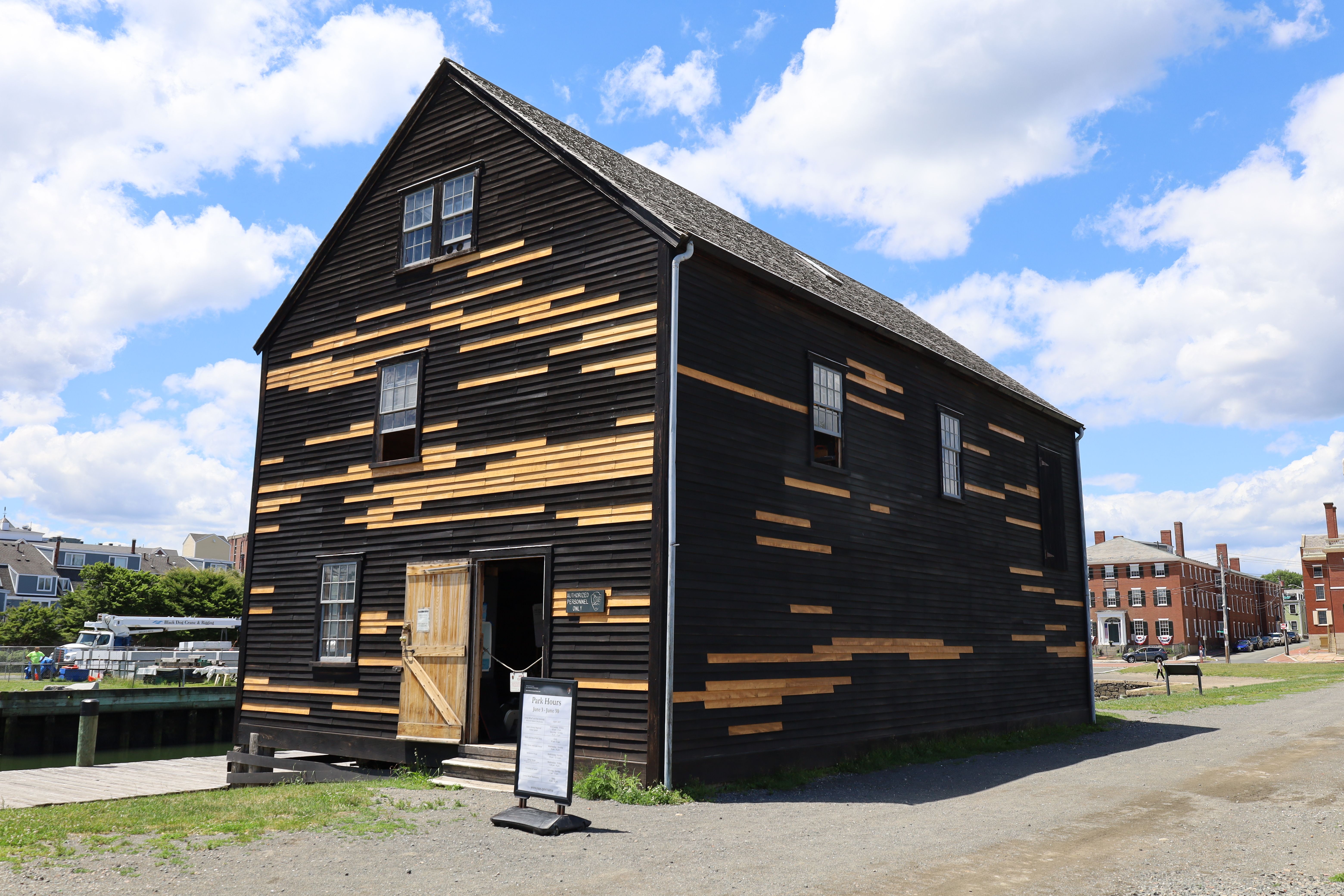 Derby Wharf and the harbor at Salem Maritime National Historic Site.