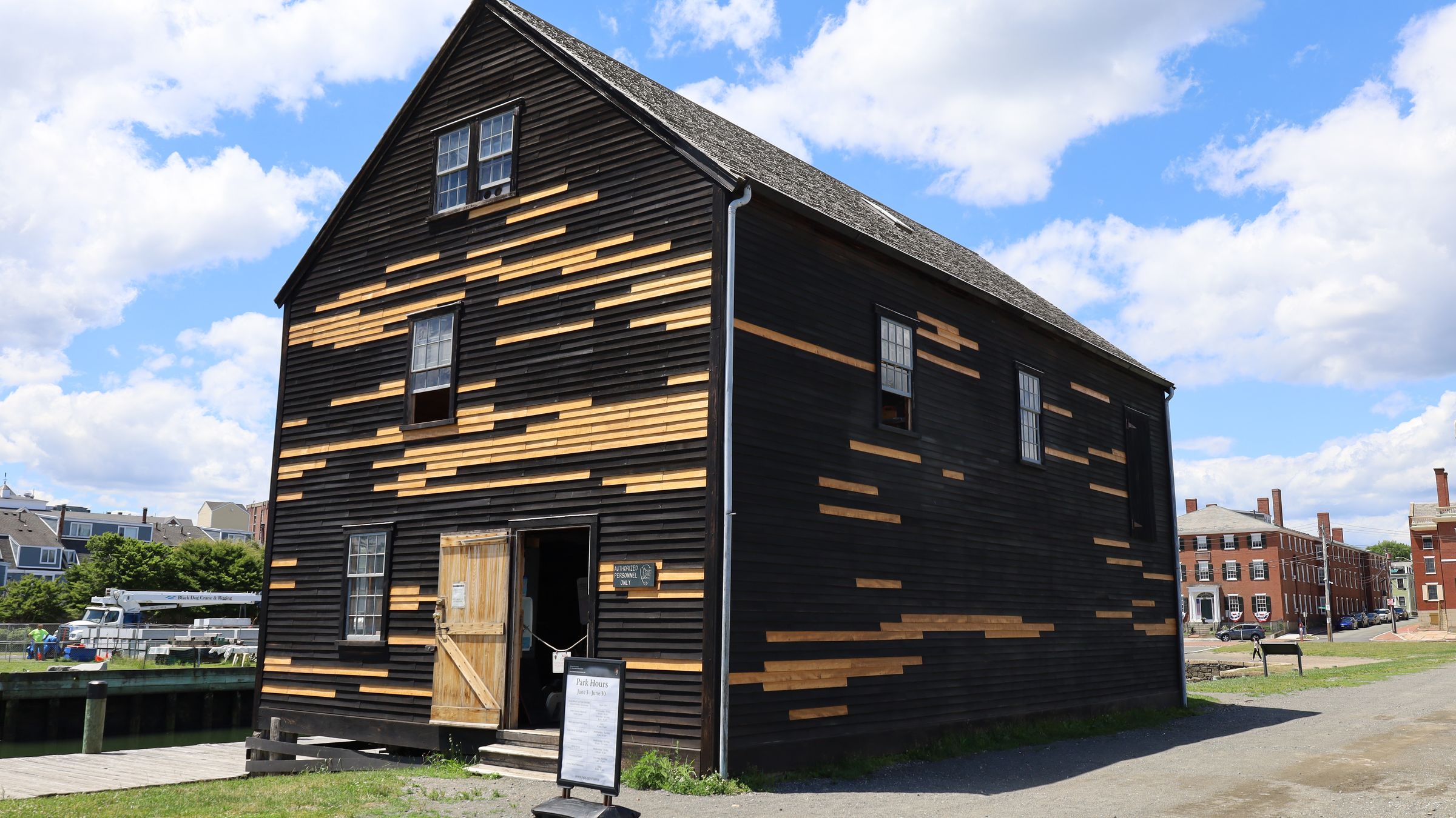Derby Wharf and the harbor at Salem Maritime National Historic Site.
