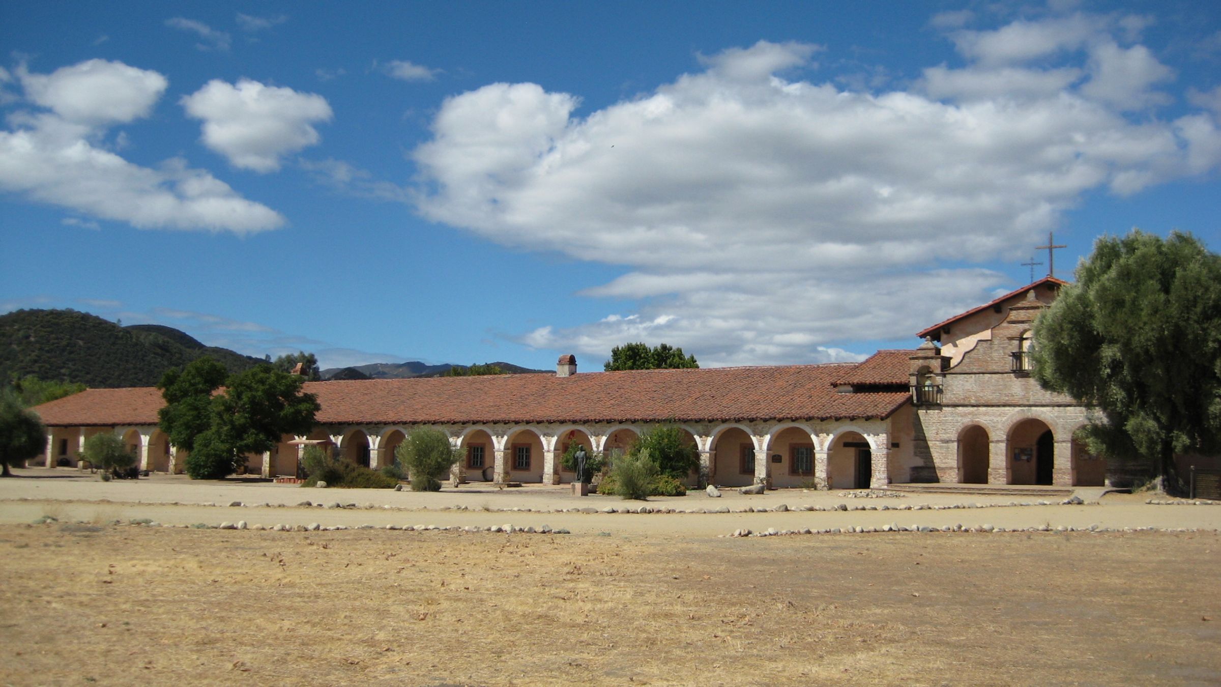The facade of Mission San Antonio de Padua in Monterey County, California.