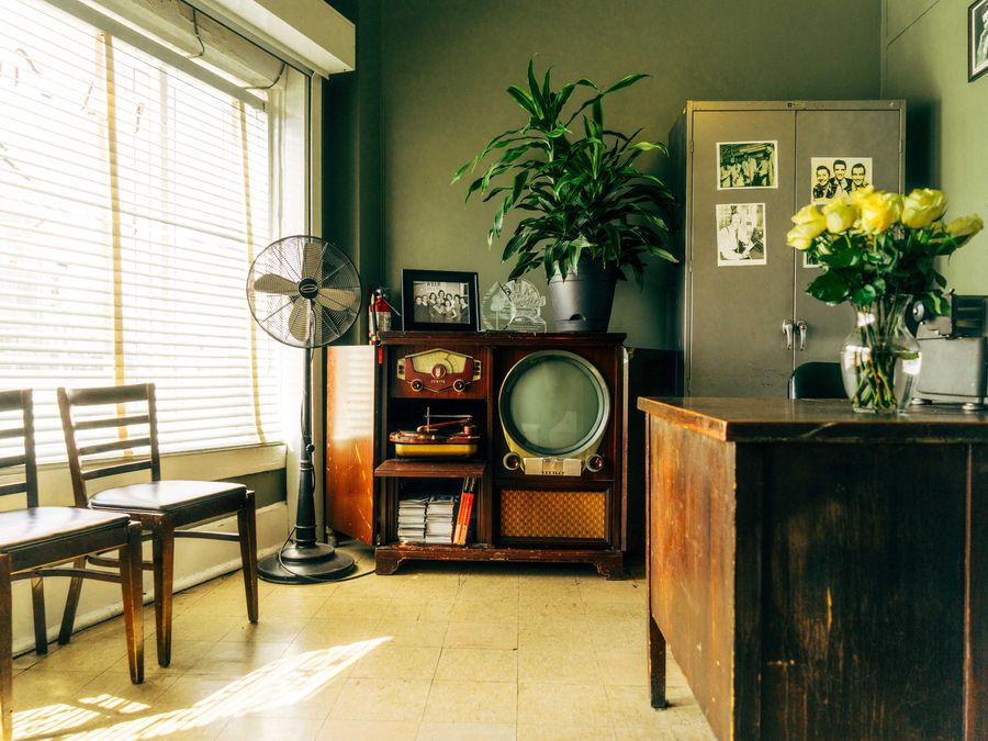 Inside the recording studio at Sun Studio.