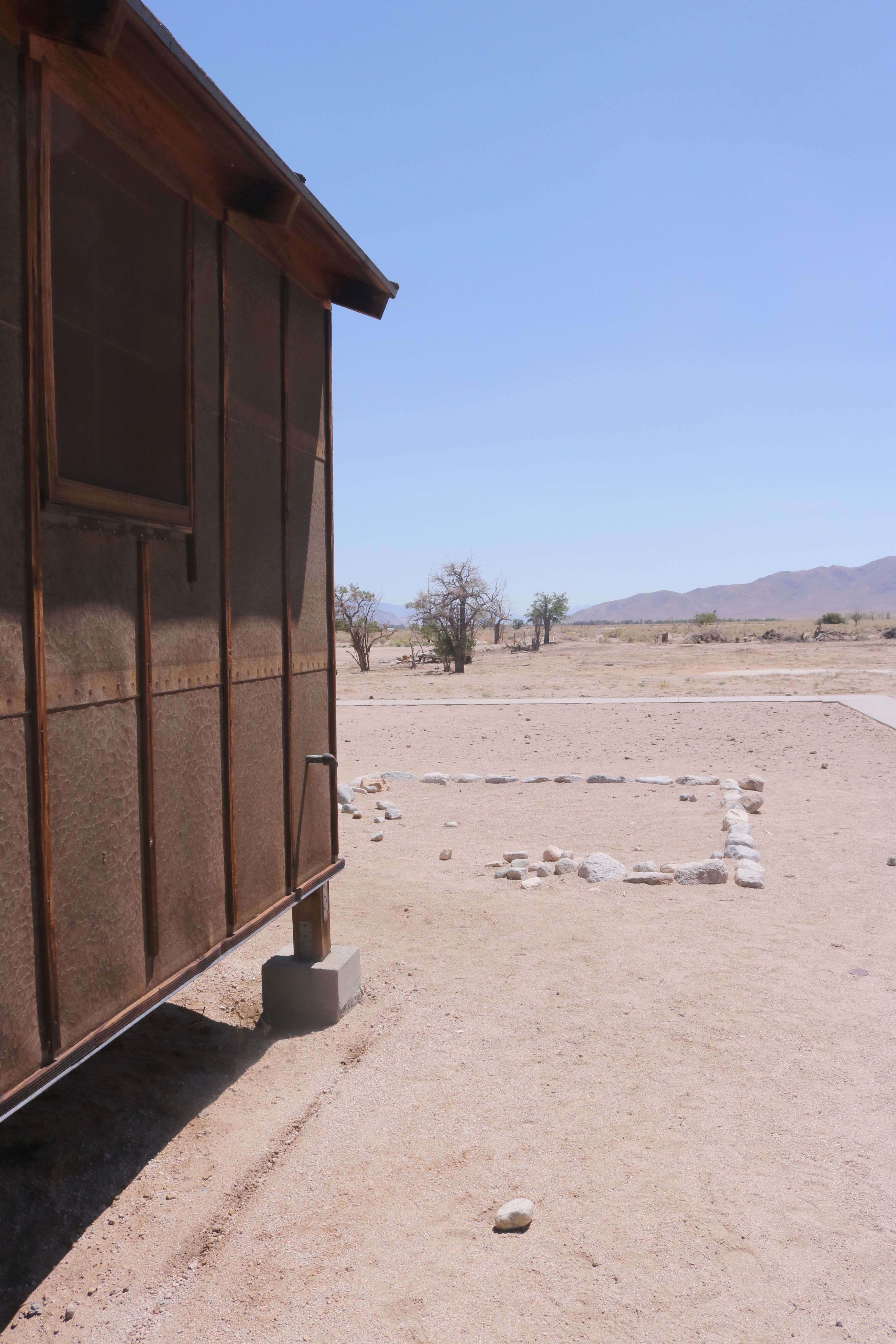 The interior of a restored barrack building at Manzanar.