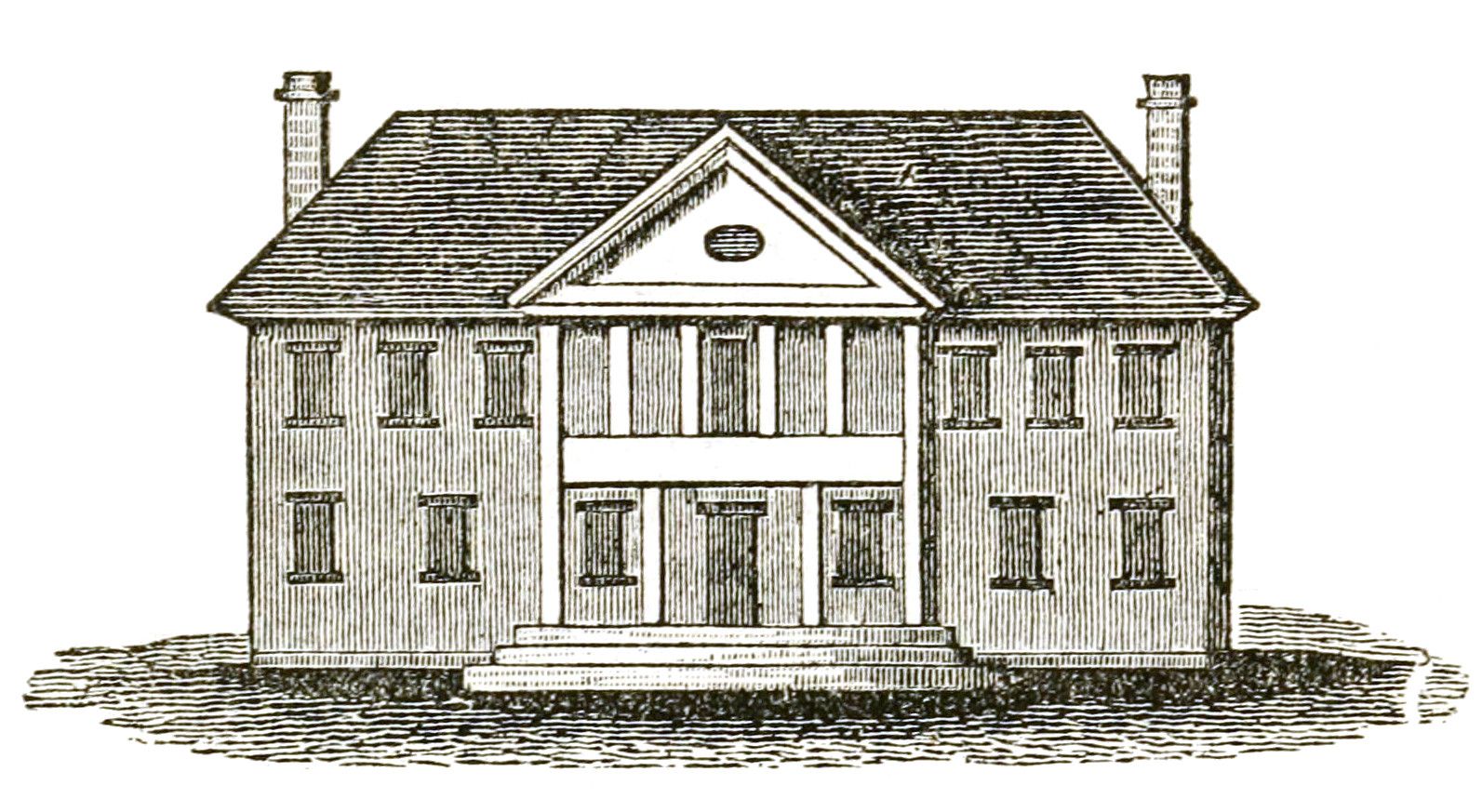 Engraving of the Capitol at Williamsburg, Virginia.